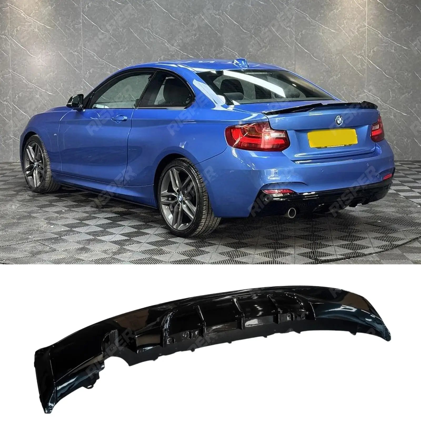 Bmw 2 Series F22 M Sport 2014 - 2021 Rear Diffuser In Gloss Black 0___ Main image