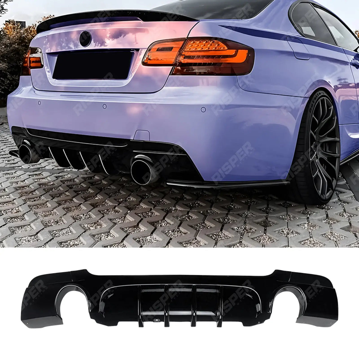 Rear Diffuser in Gloss Black 0__0 For BMW 3 Series Coupe E92 E93 M Sport - Diffuser