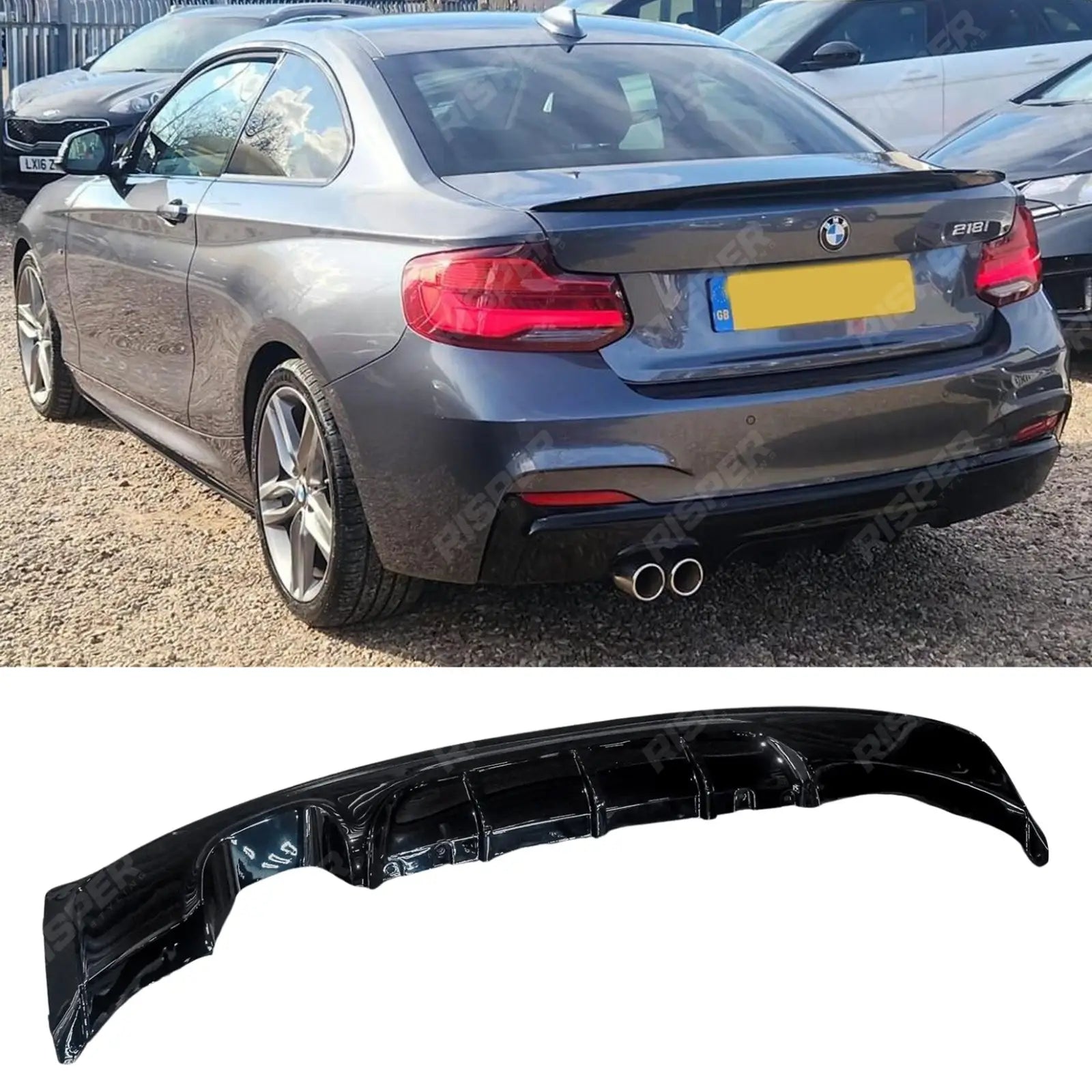 Bmw 2 Series F22 M Sport 2014 - 2021 Rear Diffuser In Gloss Black 00___ Main image