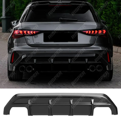 Audi A3 8y 2025 on S-line / S3 Sportback Rear Diffuser in Gloss Black - Diffuser