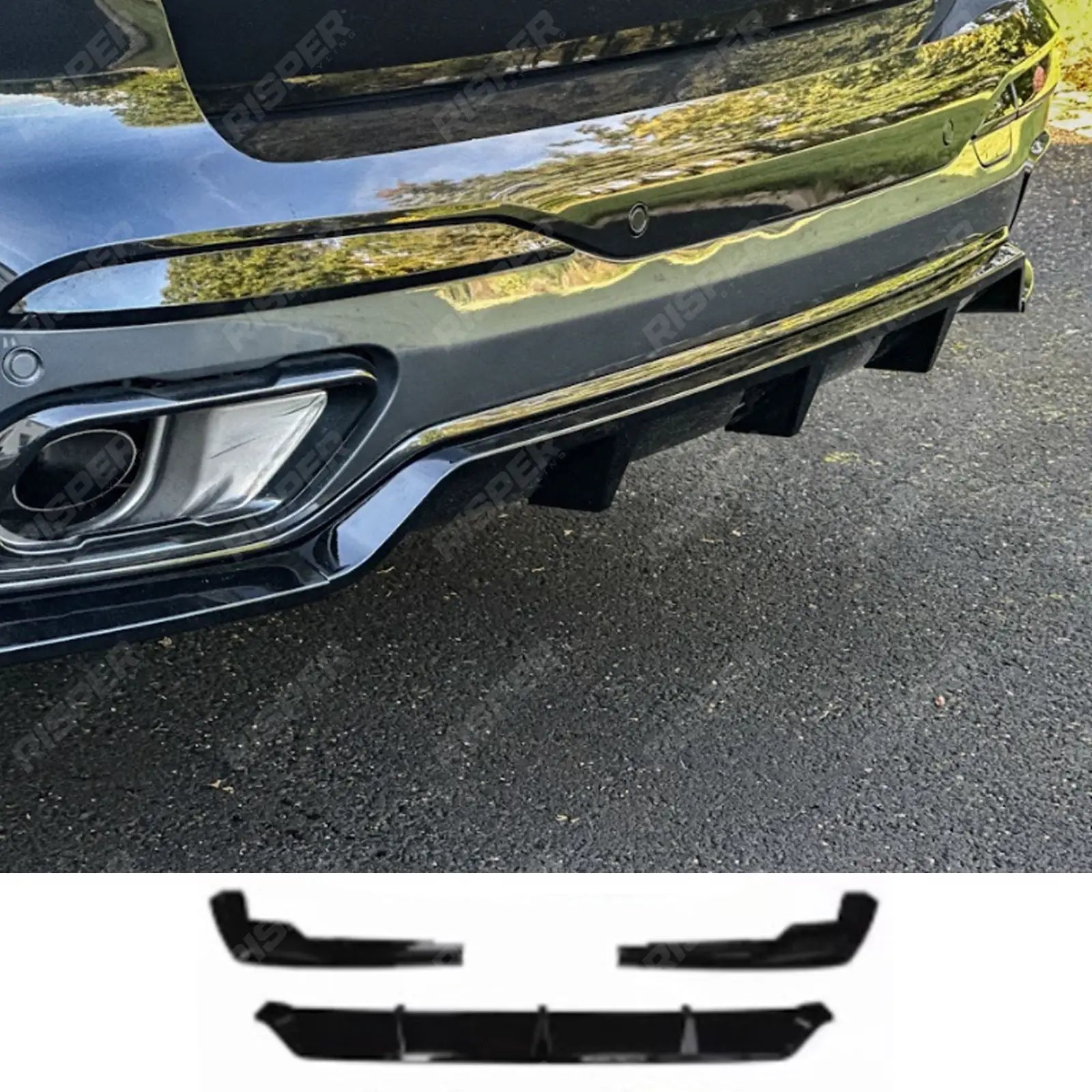 BMW X7 G07 LCI 2023+ Rear Diffuser In Gloss Black - Diffuser Main image