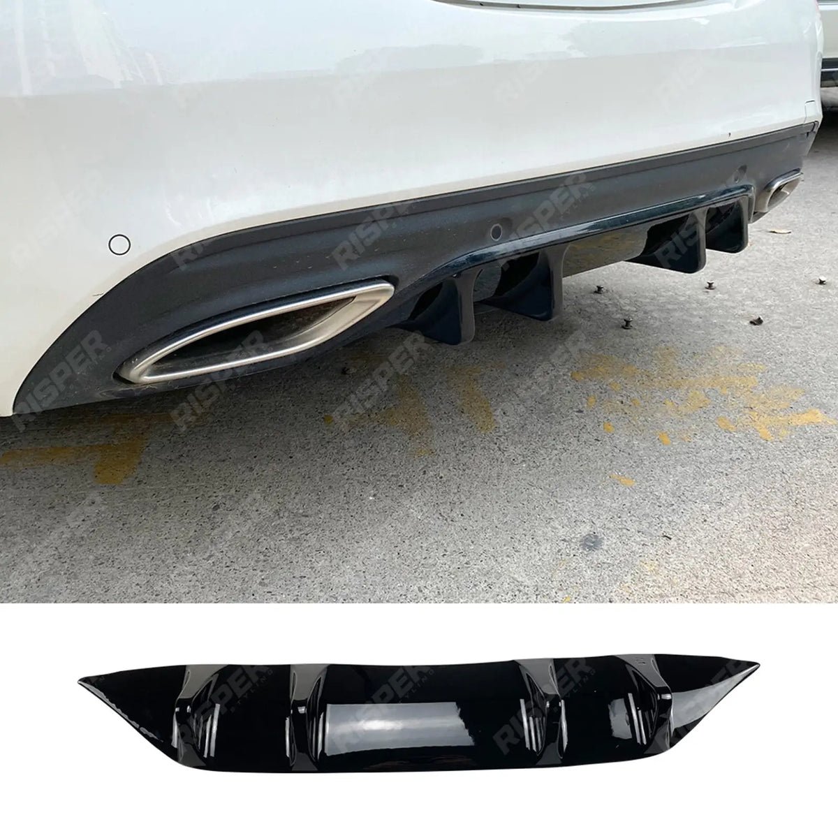 Rear Diffuser in Gloss Black For Mercedes C Class W205 Facelift 2019-2021 - Diffuser