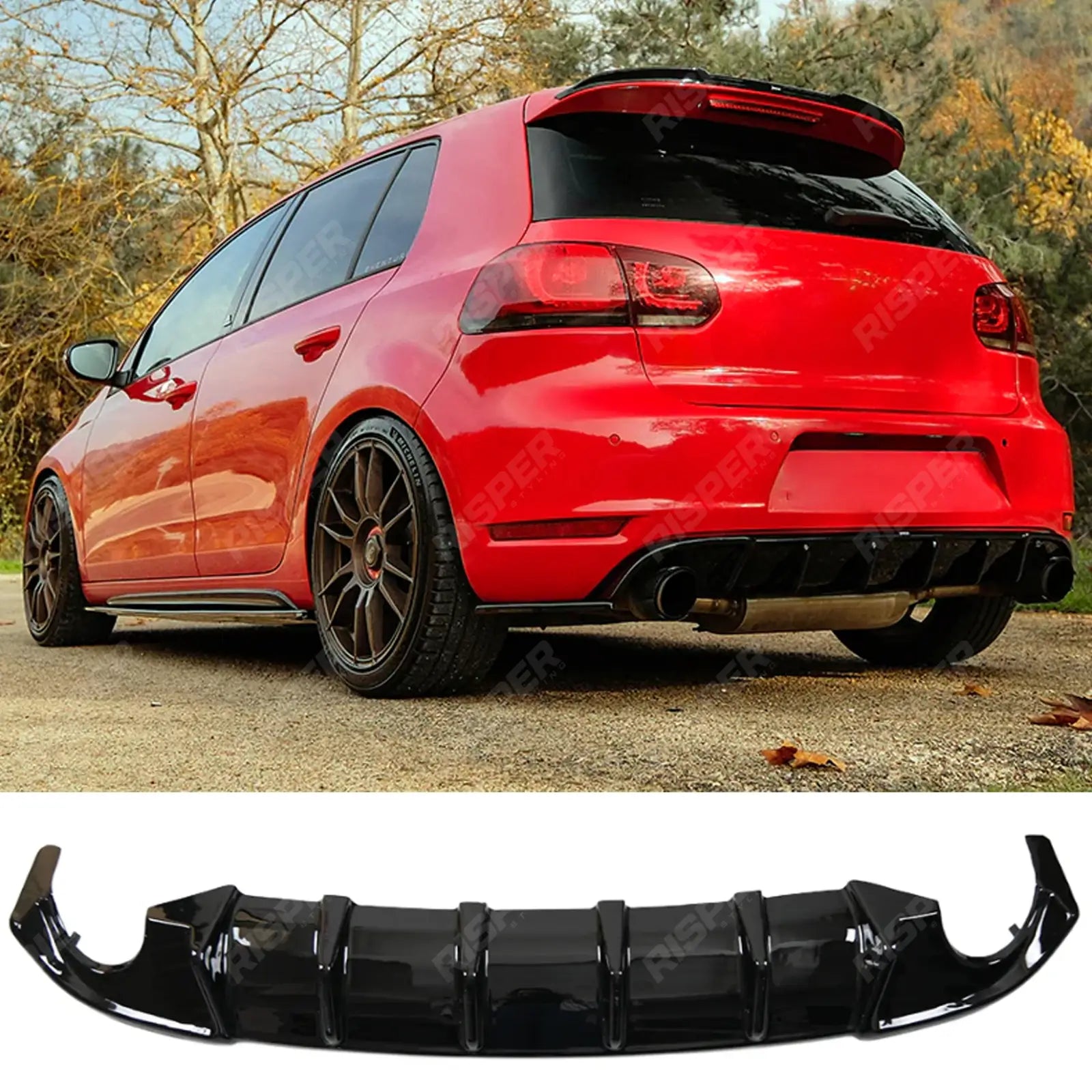 Rear Diffuser in Gloss Black For Volkswagen Golf GTI / GTD Mk6 2008-20 ...
