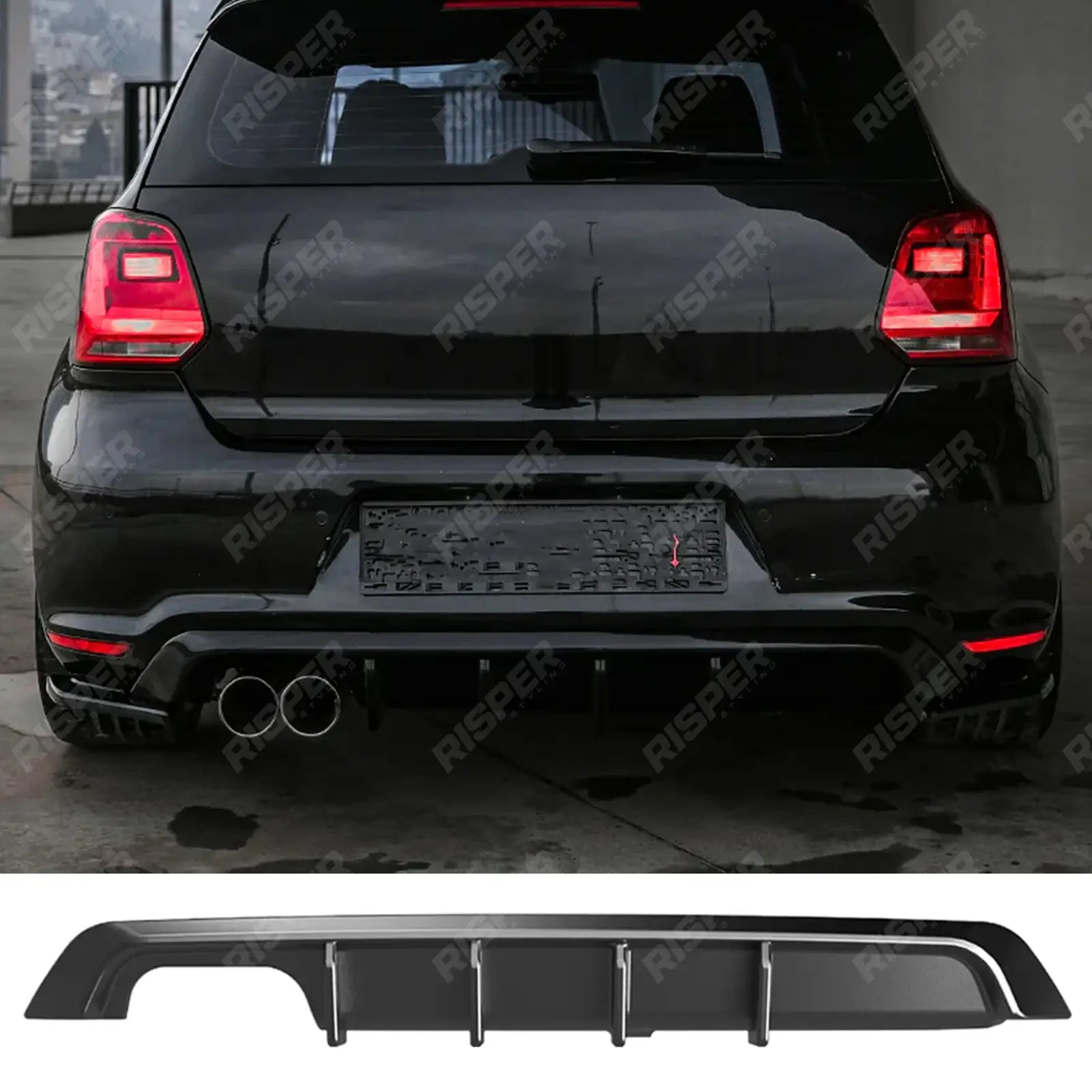 Volkswagen Polo Gti Mk5 2009-2014 Rear Diffuser in Gloss Black - Diffuser Main image