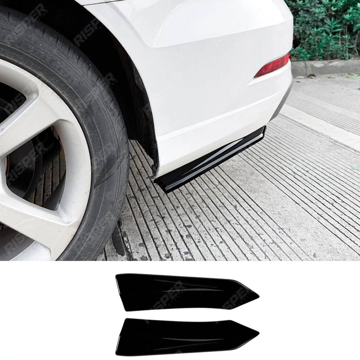 Rear End Side Splitters in Gloss Black For Audi A3 8y 2020 on S LINE - Rear Bumper Splitters