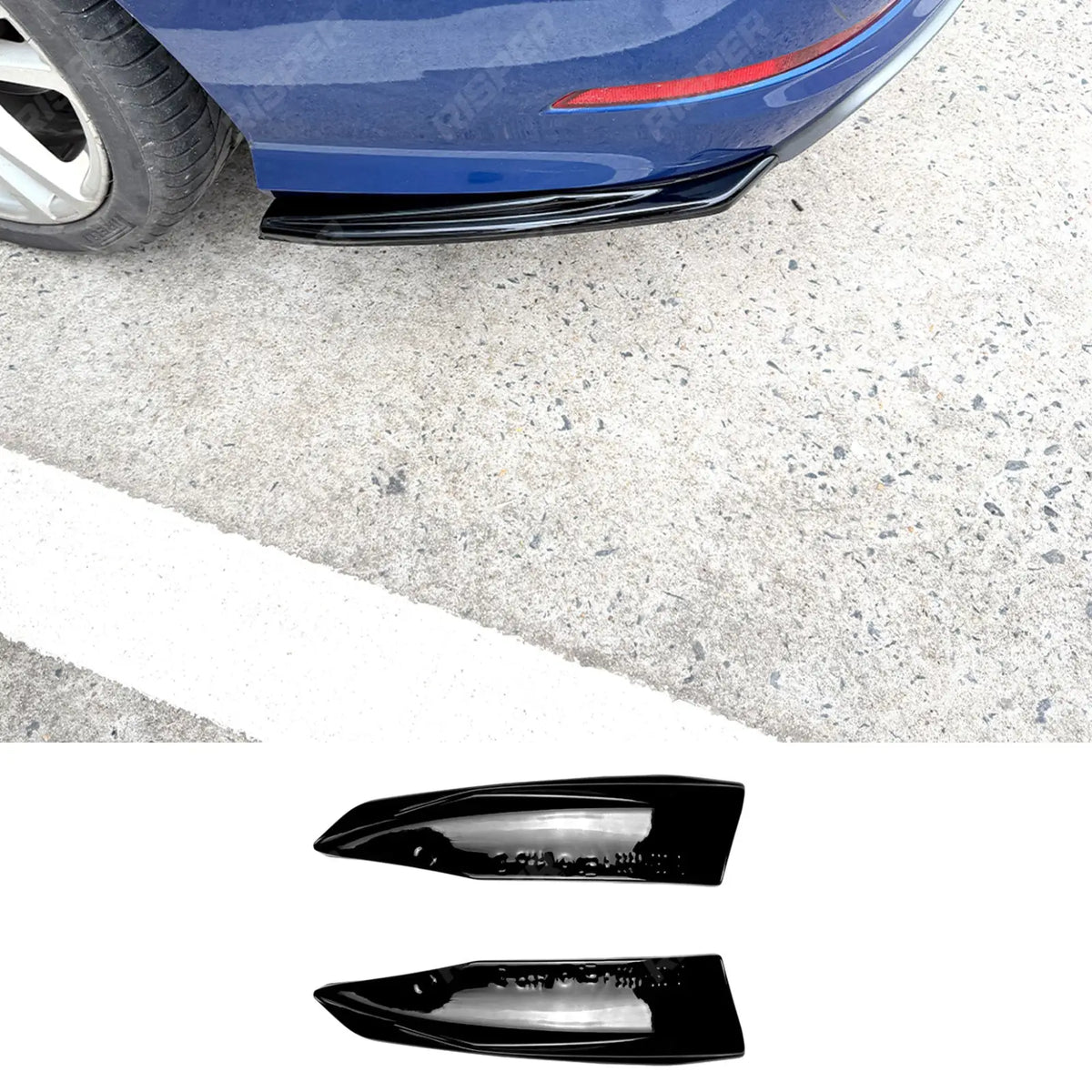 Rear End Side Splitters in Gloss Black For Audi A3 S3 8v Pre Facelift Saloon 2013-2016 S LINE - Rear Bumper Splitters