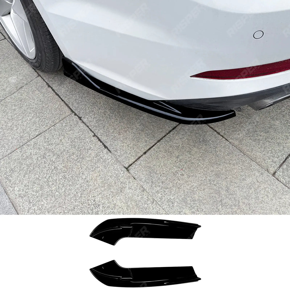 Rear End Side Splitters in Gloss Black For Audi A5 S5 F5 Pre Facelift 2017-2020 - Rear Bumper Splitters
