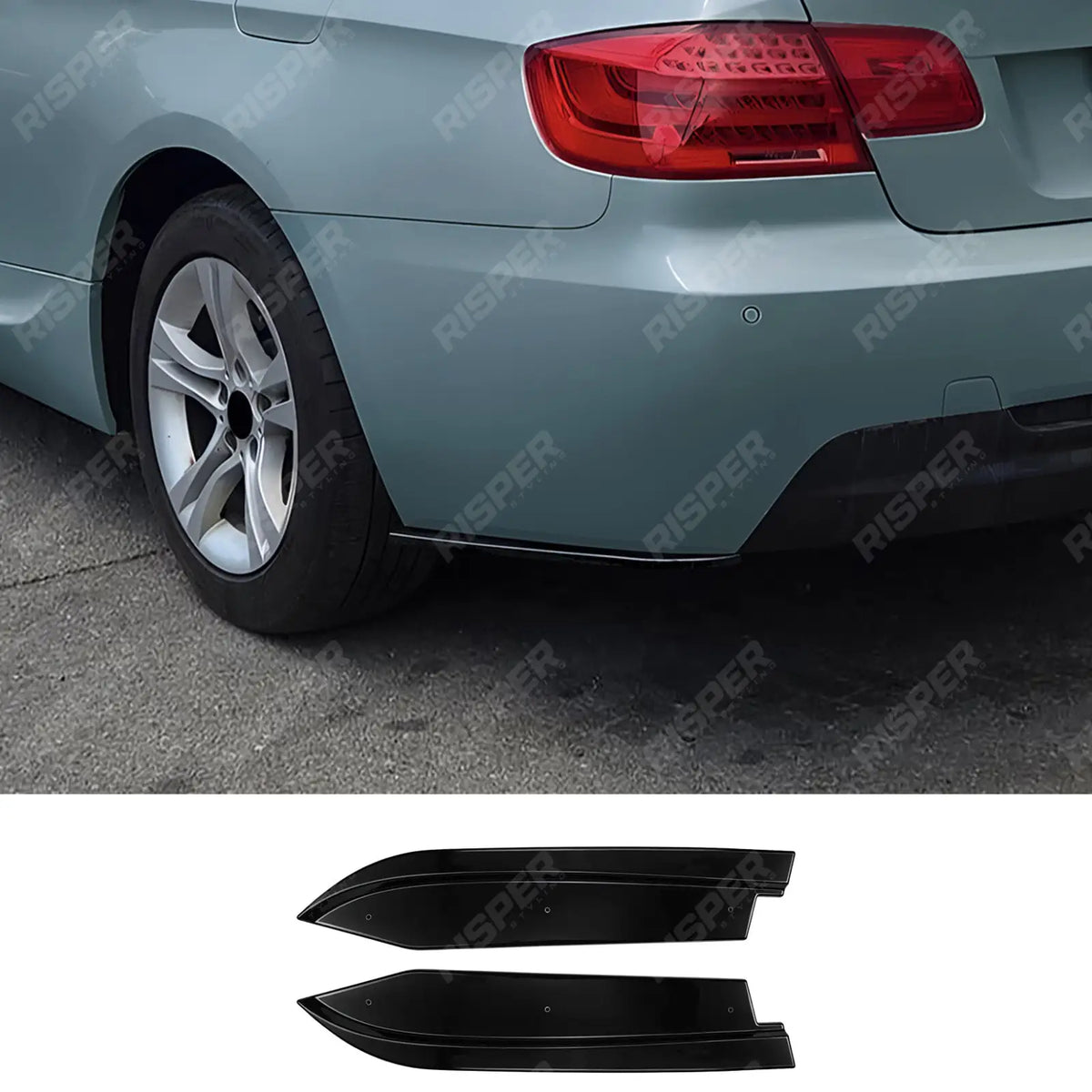 Rear End Side Splitters in Gloss Black For BMW E92 E93 2006-2013 M Sport - Rear Bumper Splitters