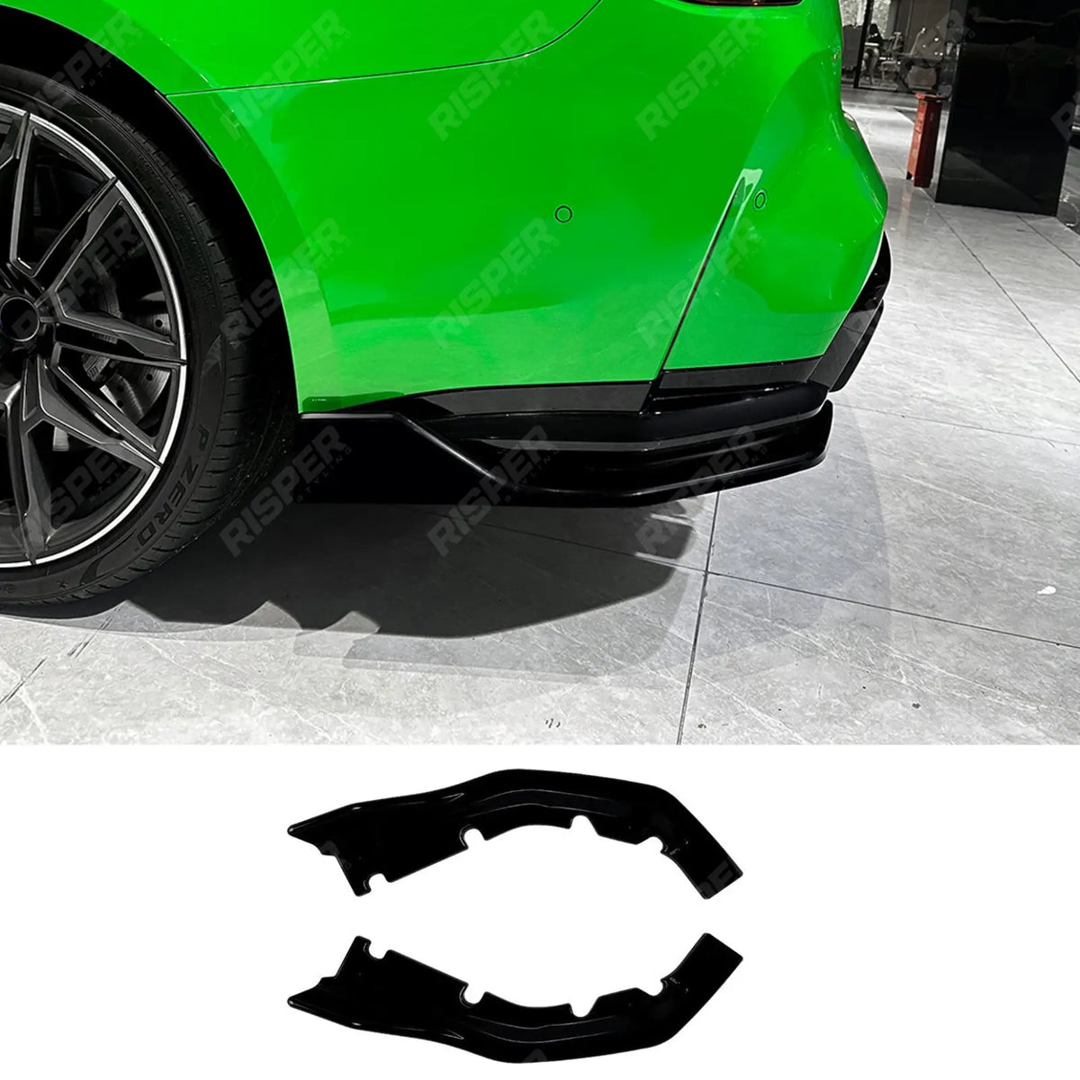 Rear End Side Splitters in Gloss Black For BMW M3 M4 G80 G81 G82 G83 2021 on - Rear Bumper Splitters