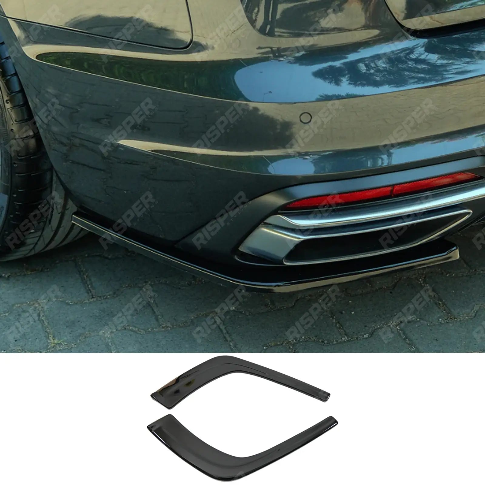 Audi A4 B9 Facelift 2019-2024 Rear Side Splitters In Gloss Black Rear Side Splitters
