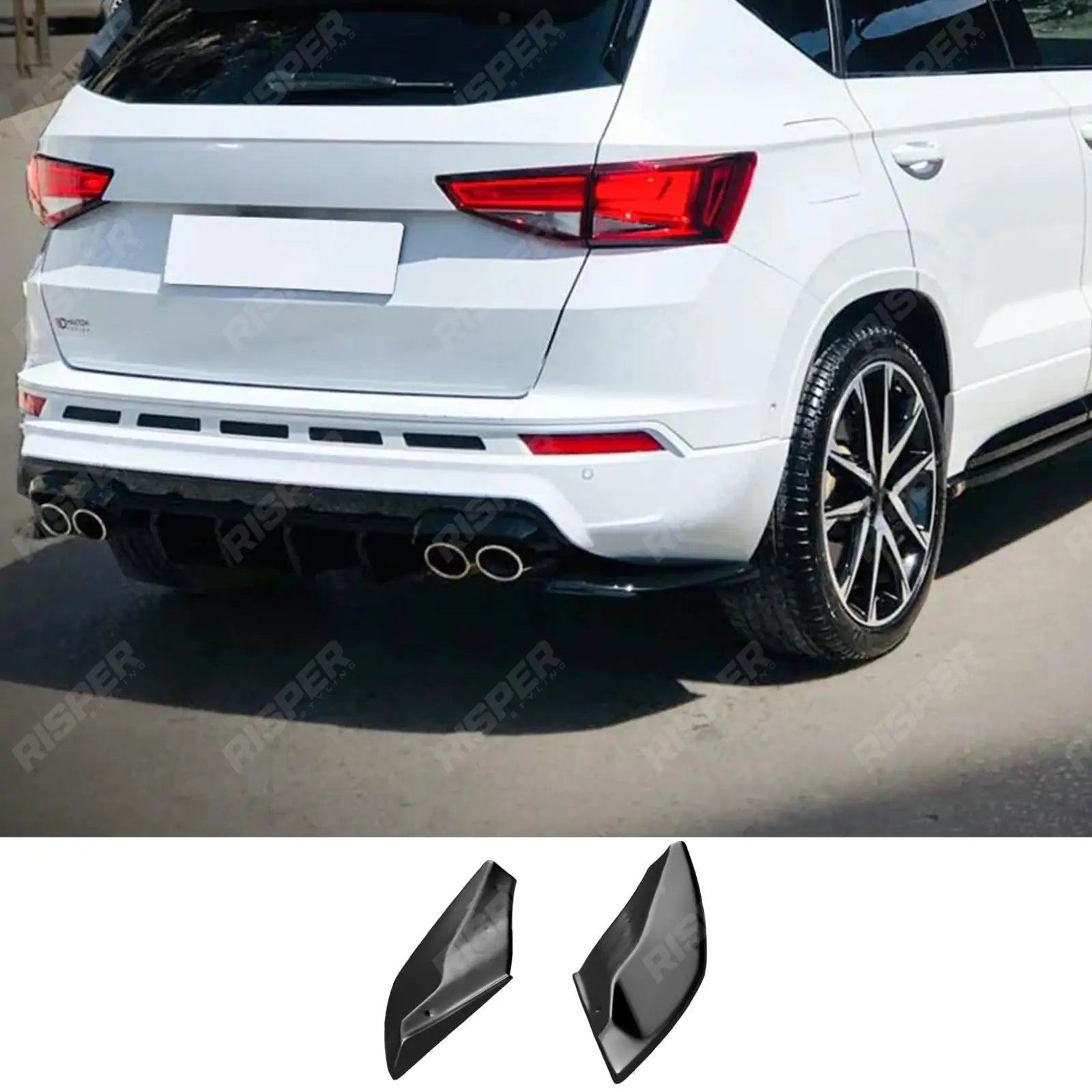 Cupra Ateca Mk1 2018 on Rear Side Splitters in Gloss Black - Rear Bumper Splitters Main image
