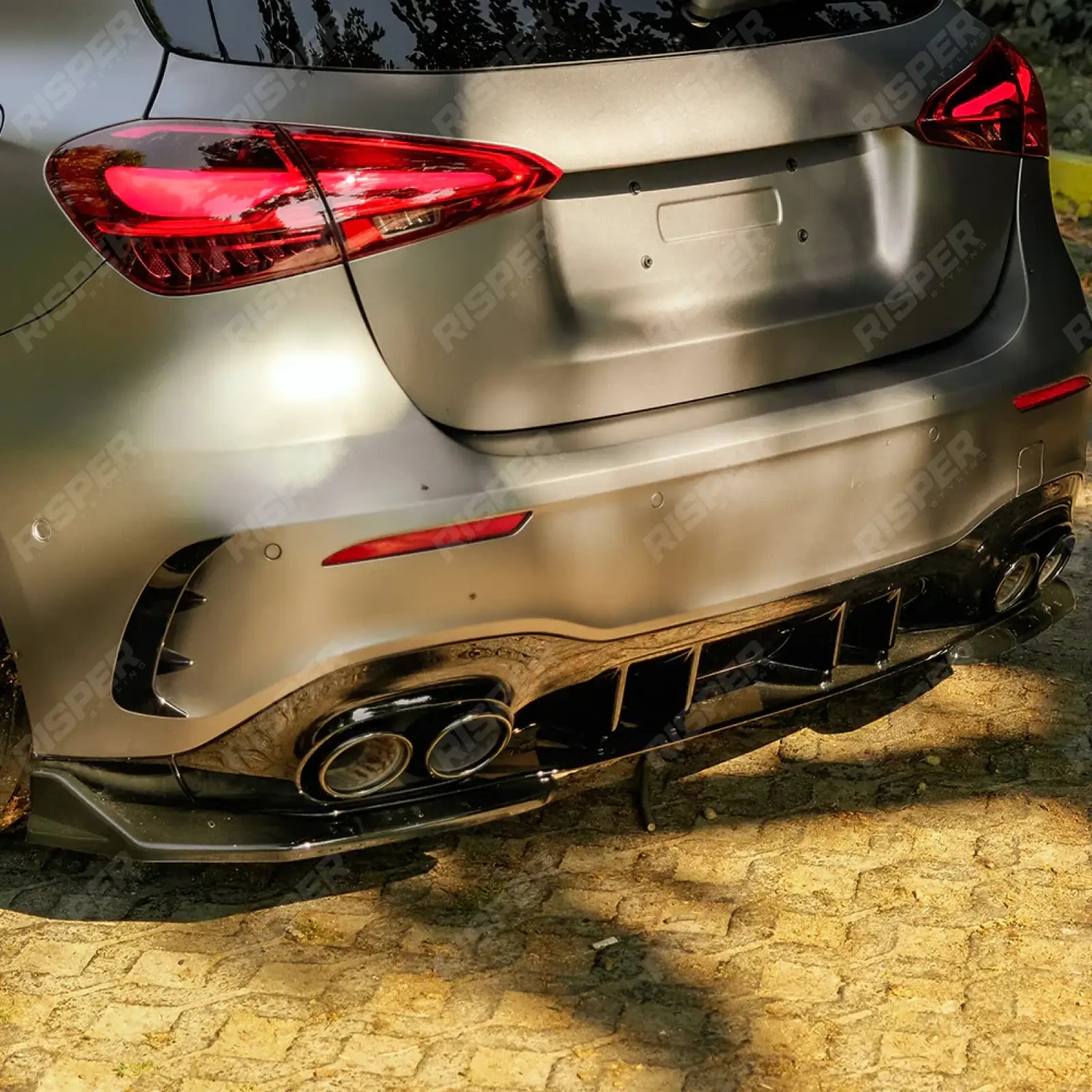 Mercedes A45 W177 2019-2023 & Facelift 2023 on Rear Side Splitters in Gloss Black - Rear Bumper Splitters