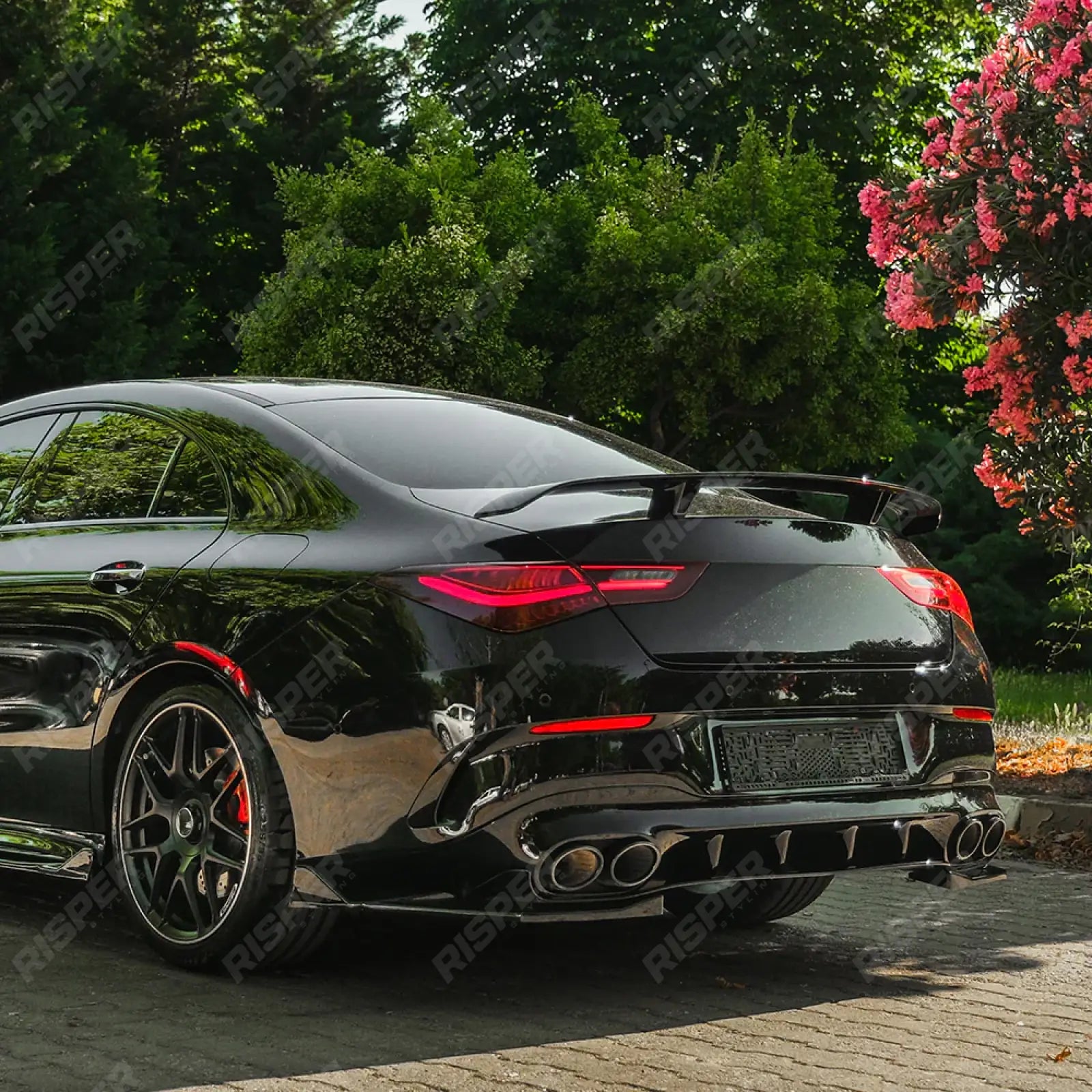 Mercedes Cla45 C118 2019-2023 Rear Side Splitters in Gloss Black - Rear Bumper Splitters