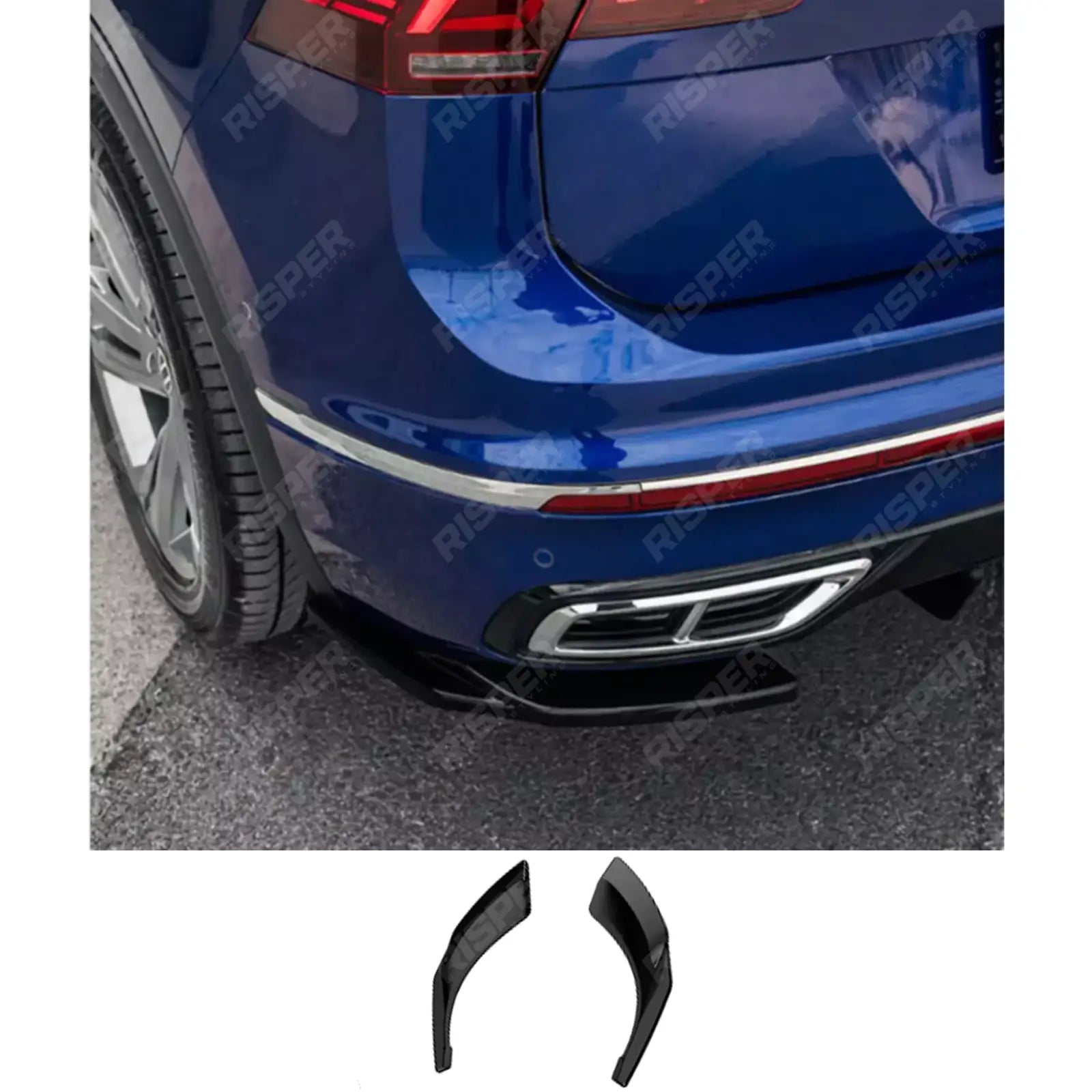 Vw Tiguan R-Line 2020-2024 Rear Side Splitters In Gloss Black Rear Bumper Splitter Main image
