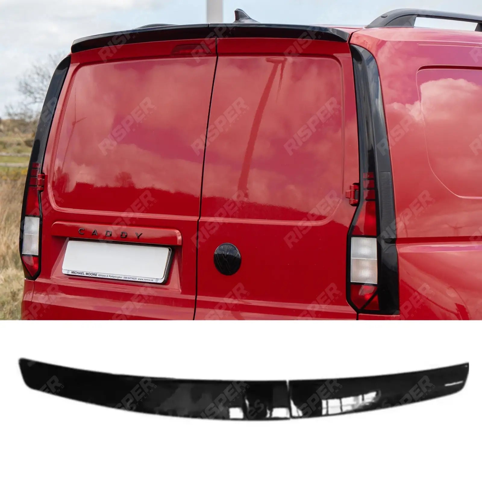 Volkswagen Caddy MK5 2021+ - Rear Spoiler Barn Door in Gloss Black - Rear Spoilers Main image