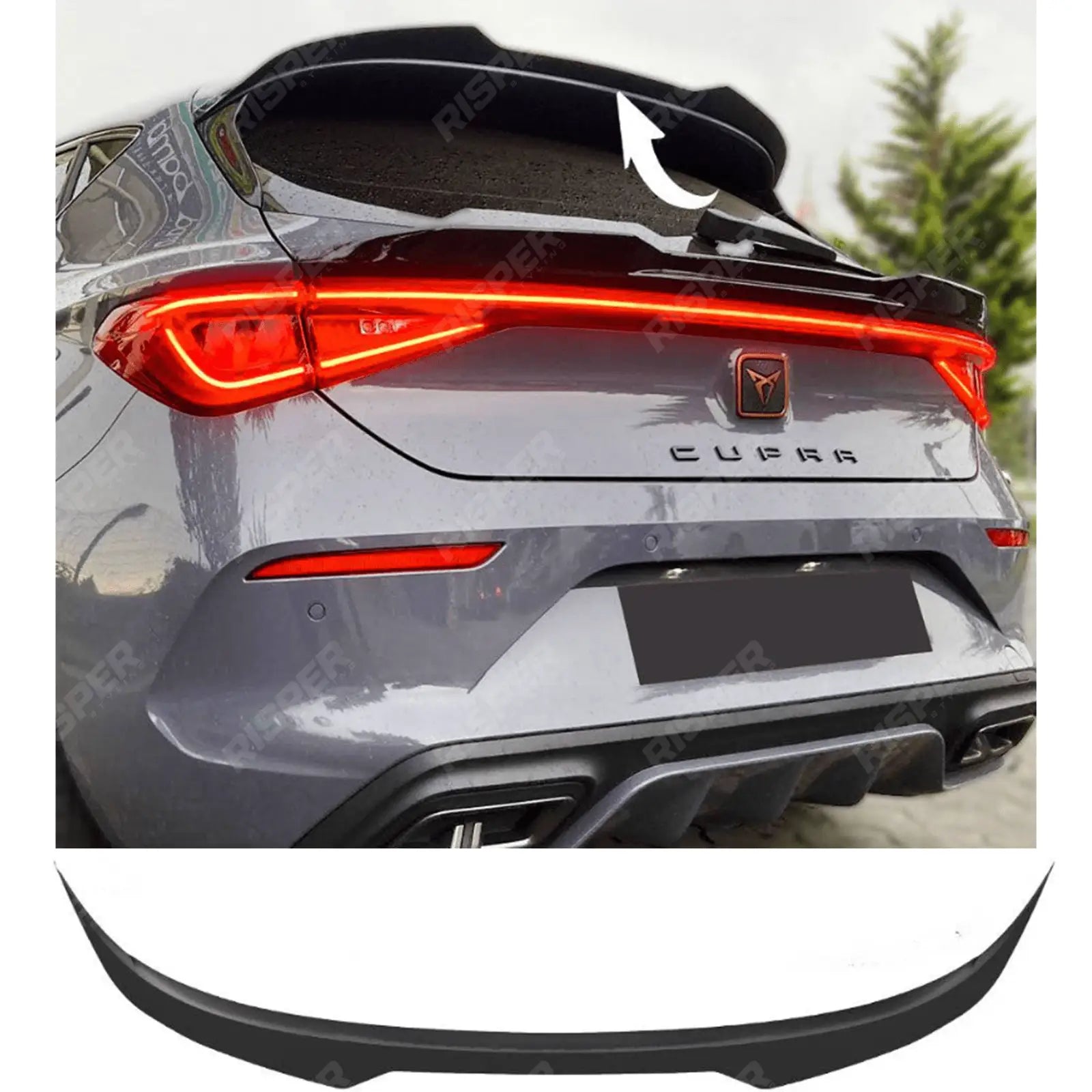 Cupra Leon 2020 On Rear Spoiler Cap In Gloss Black Main image