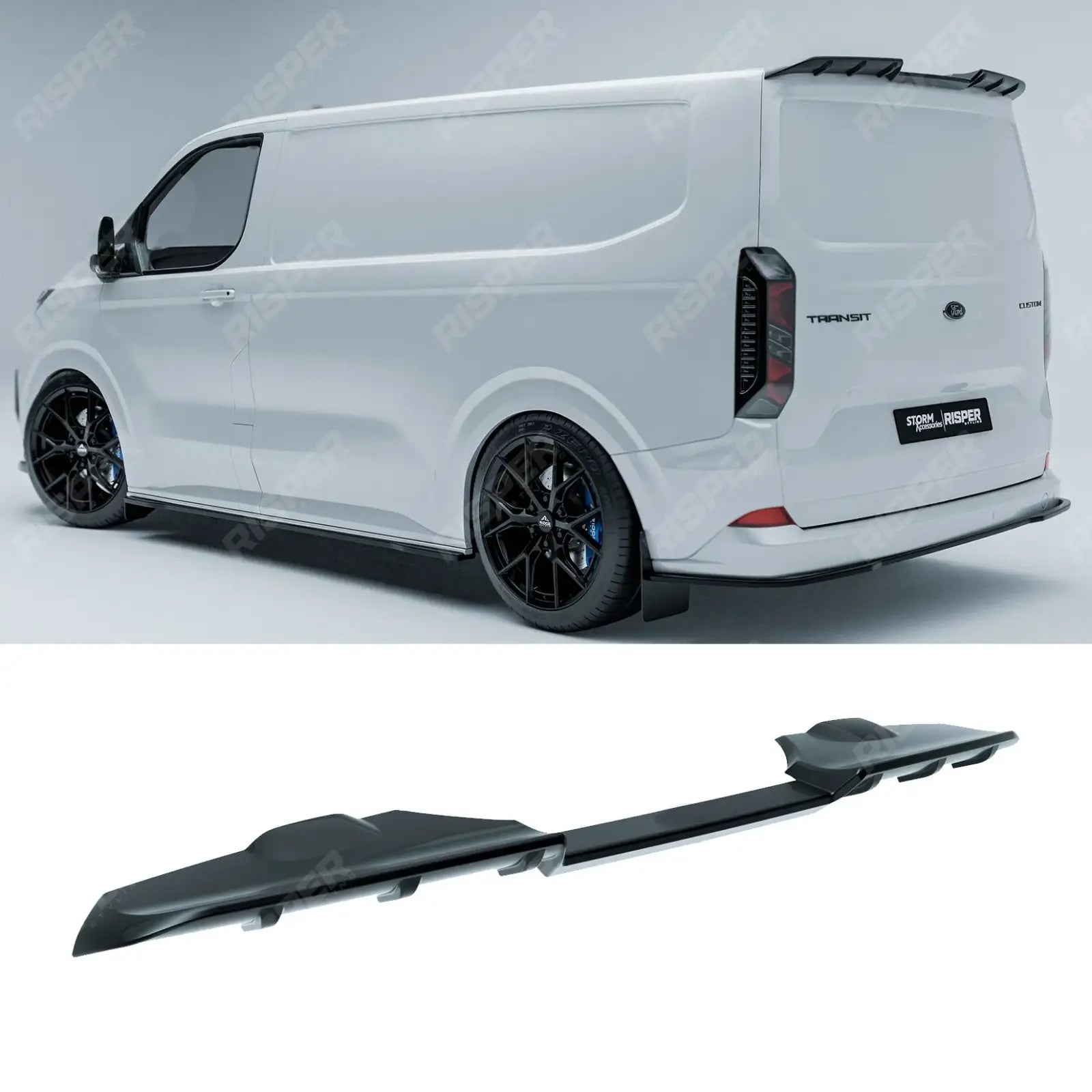 Ford Transit Custom 2023+ Rear Tailgate Spoiler In Gloss Black Rear Spoilers Main image