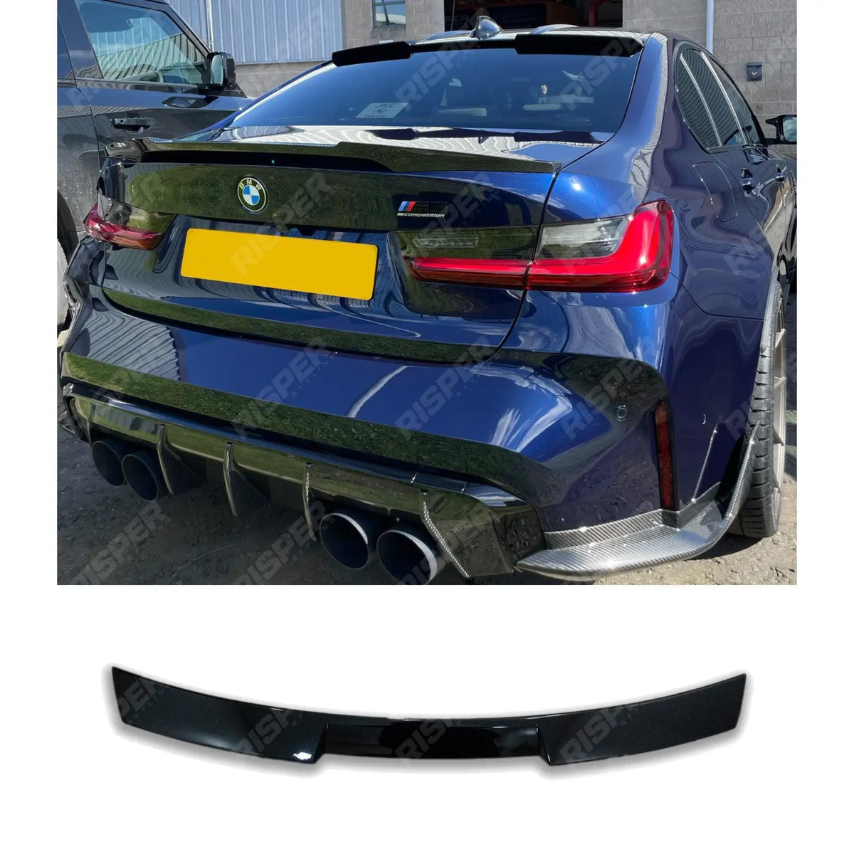 BMW 3 Series G20 M3 G80 2018+ Gloss Black Rear Upper Window Spoiler Main image