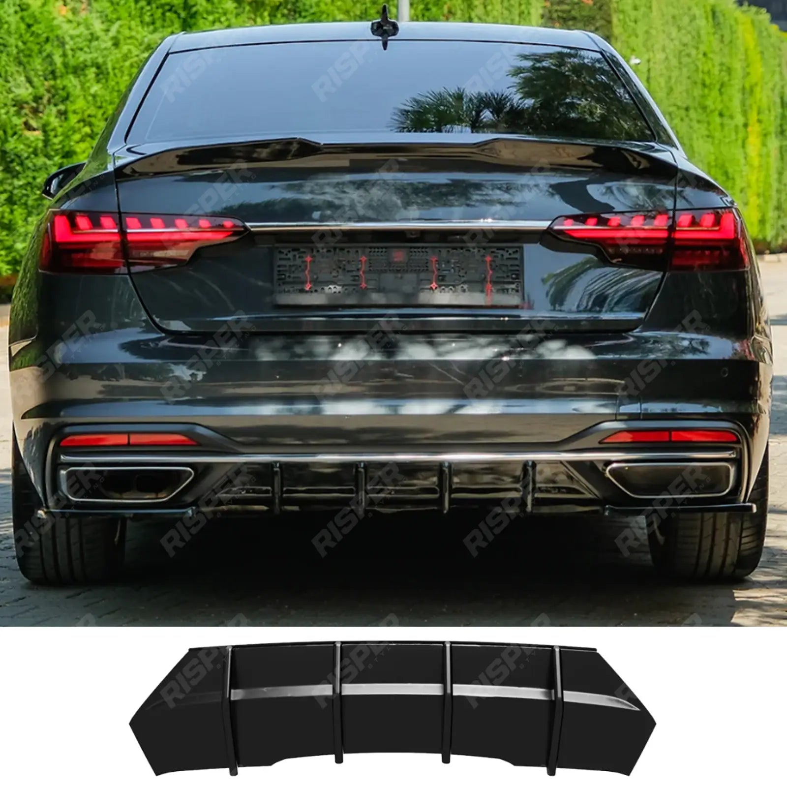AUDI A4 B9 FACELIFT 2019-2024 REAR VALANCE IN GLOSS BLACK Diffuser Main image