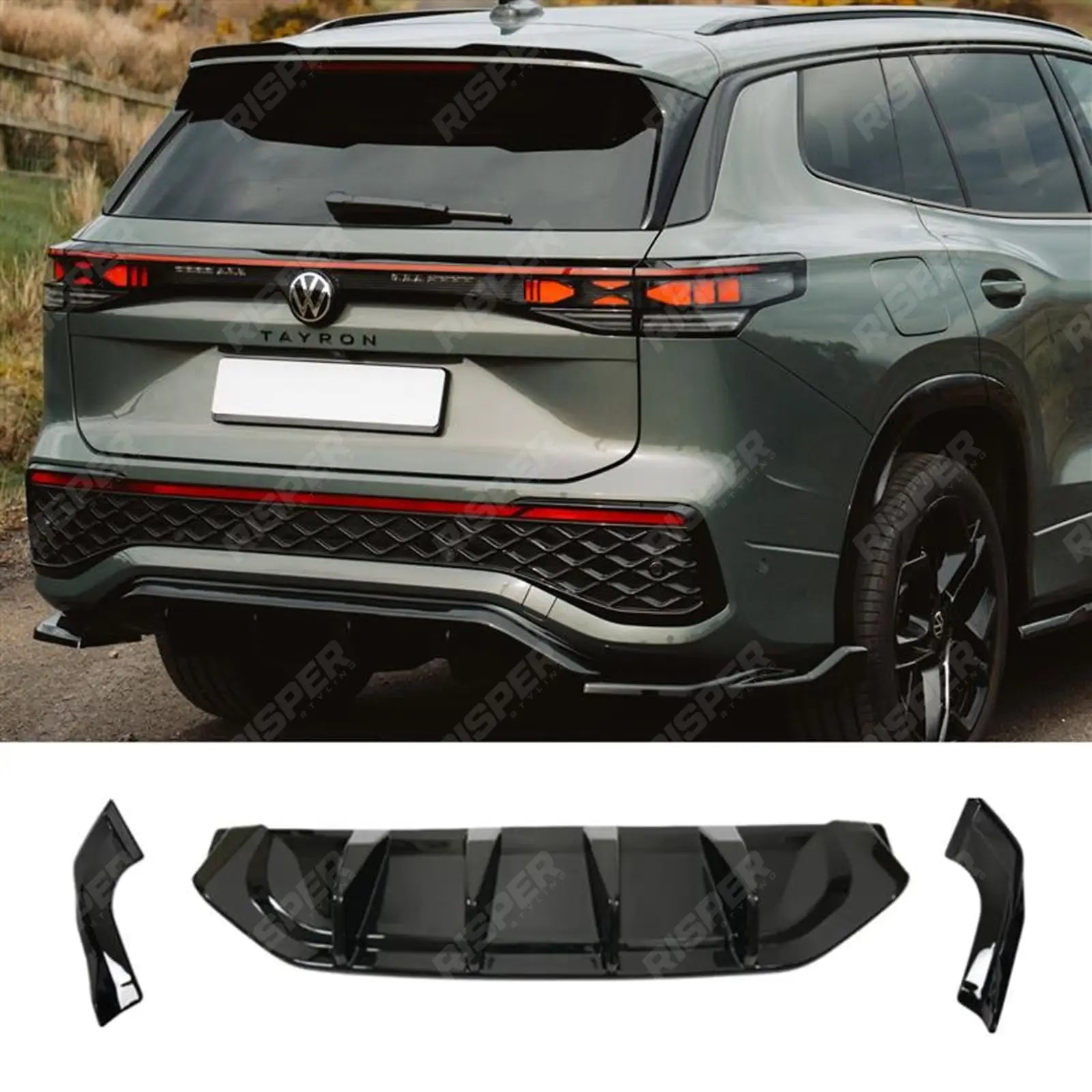 VW Tayron 2025 On Rear Valance In Gloss Black - Diffuser Main image