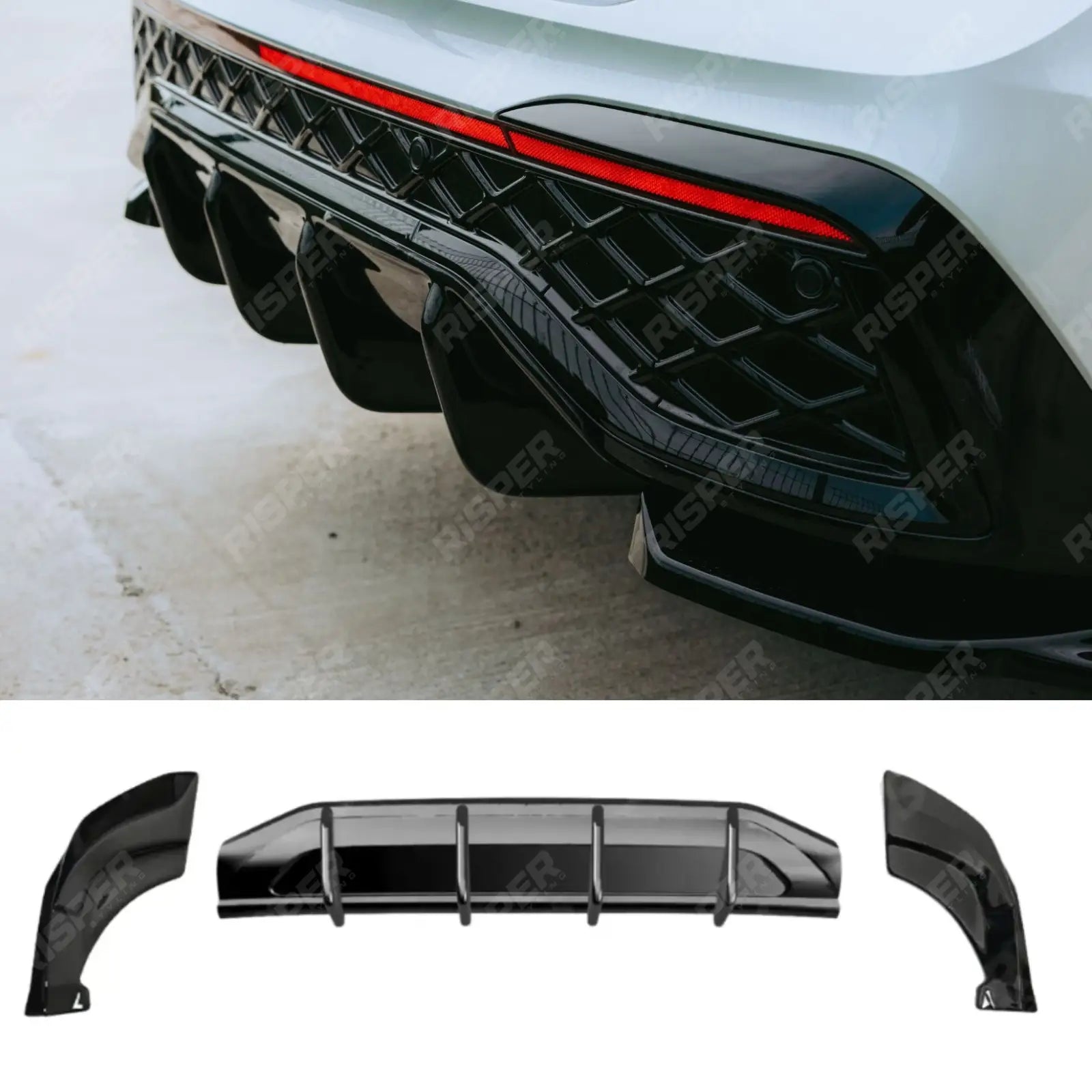 Rear Valance In Gloss Black For VW Tiguan R-Line MK3 2024 On - Diffuser
