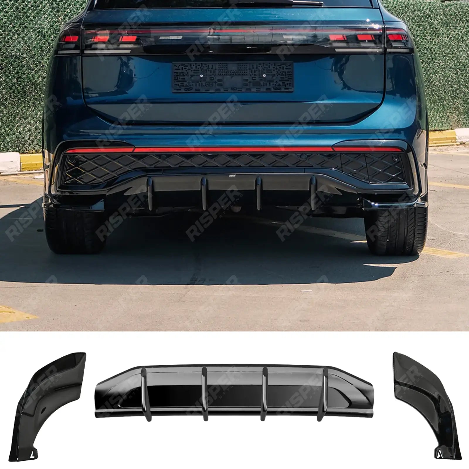 VW Tiguan R-Line MK3 2024 On Rear Valance In Gloss Black - Diffuser Main image