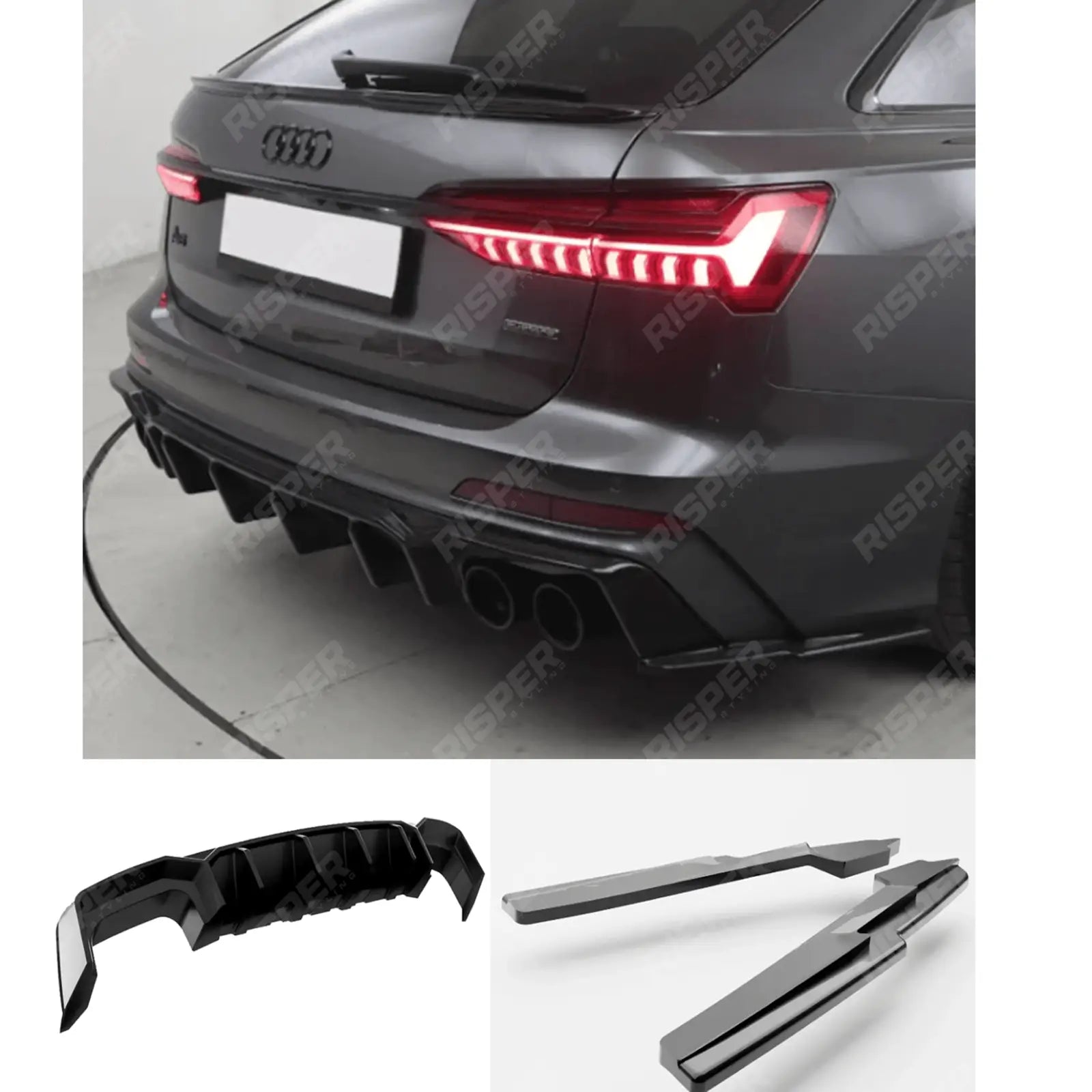 Audi S6 C8 (Sedan - Avant) 2019+ / Audi A6 C8 S - Line (Sedan - Avant) 2018+ Rear Valance & Rear Side Splitters Main image