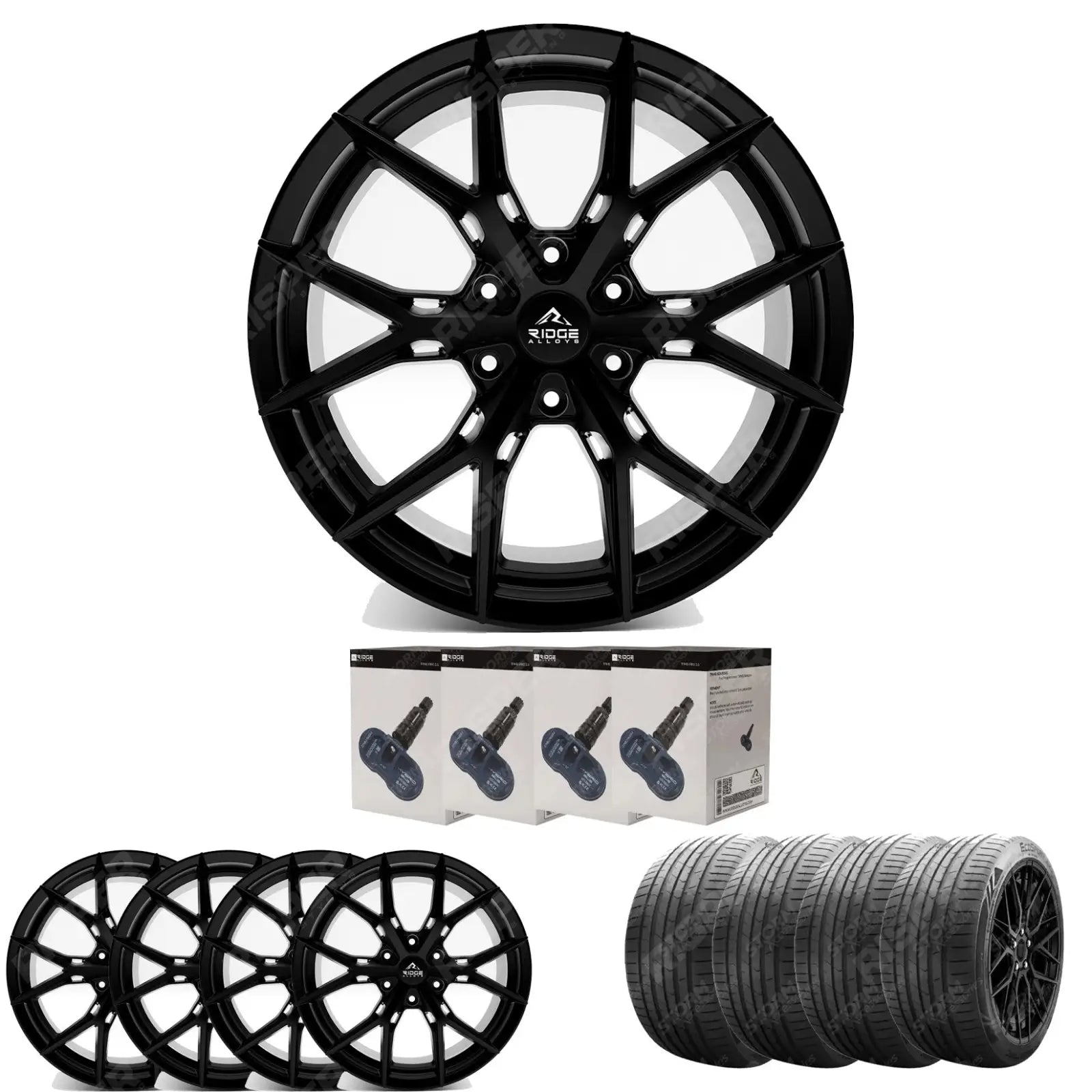 Ridge KN10 Satin Black 6X120 20 Inch Alloy With Tyre & TPMS Package 245/40/20 - Alloys Main image