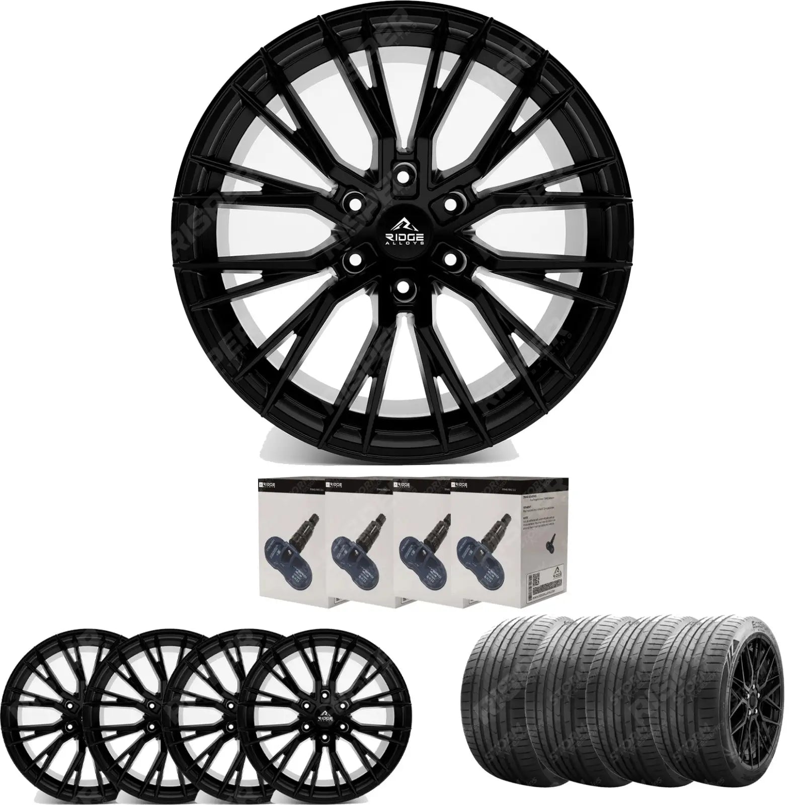 Ridge KN12 Satin Black 6X120 20 Inch Alloys With Tyre & TPMS Package 245/40/20 - Alloys Main image