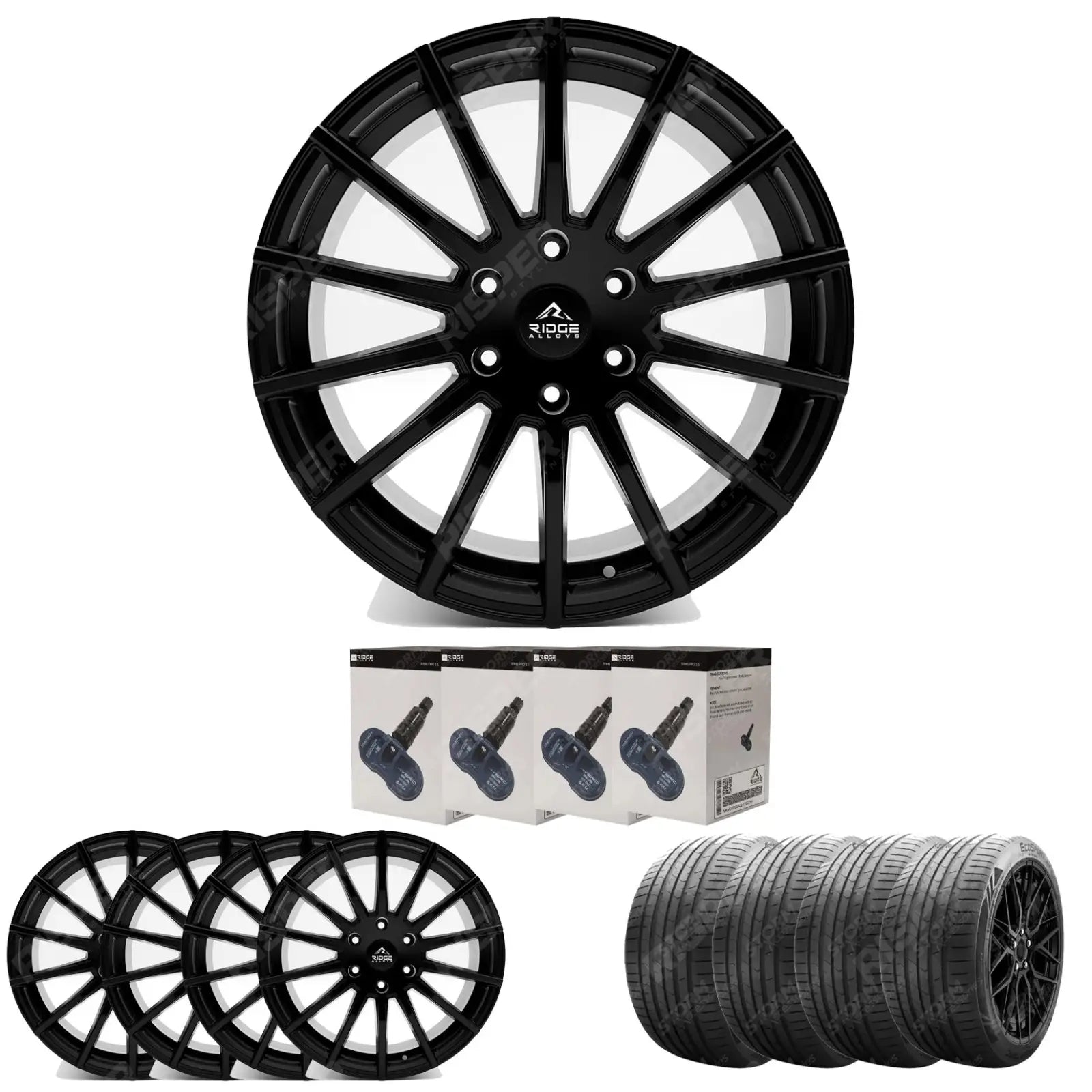 Ridge KN14 Satin Black 6X120 20 Inch Alloys With Tyre & TPMS Package 245/40/20 - Alloys