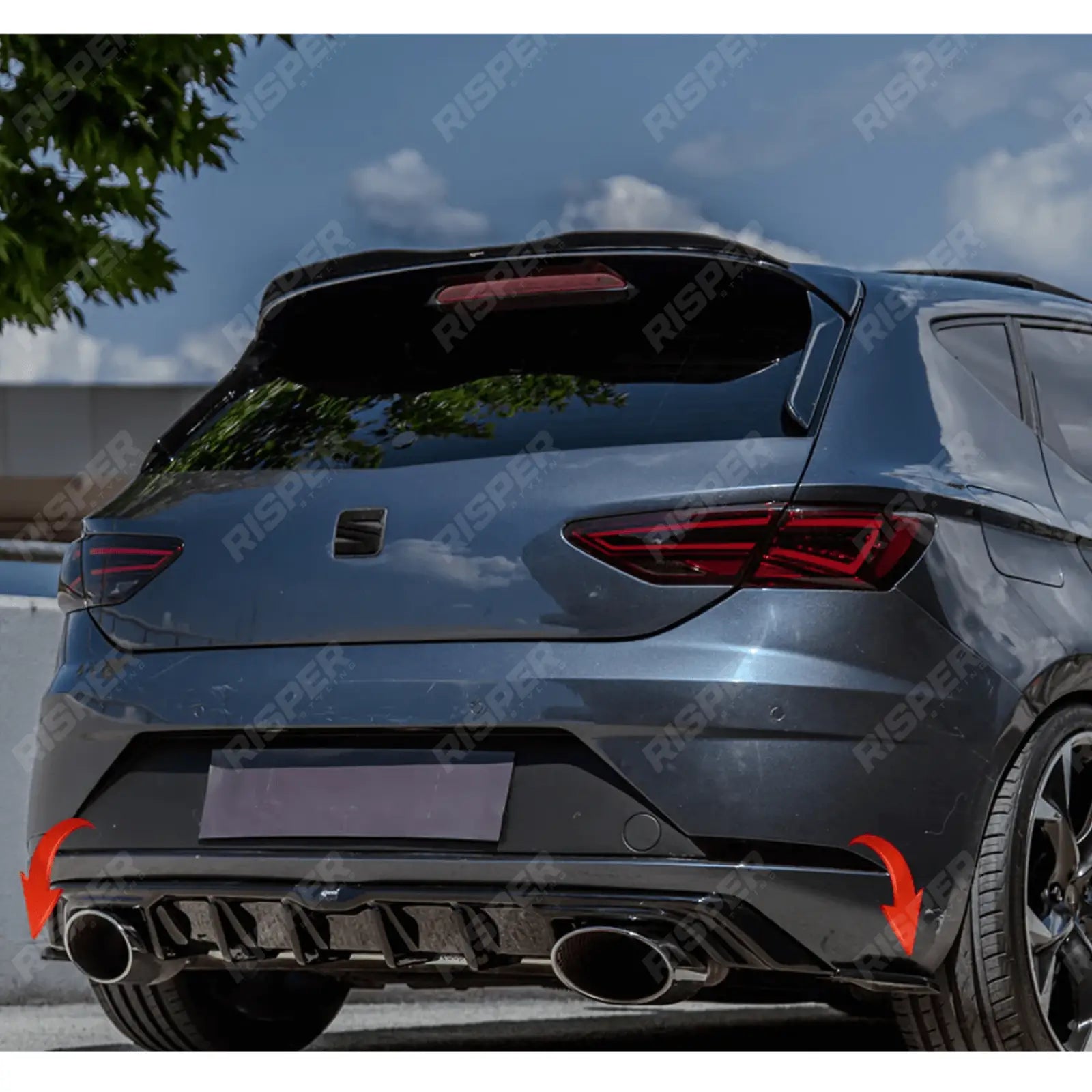 Seat Leon Mk3 Fr / Cupra 2012 - 2016 Risper Bumper Corner Splitters In Gloss Black