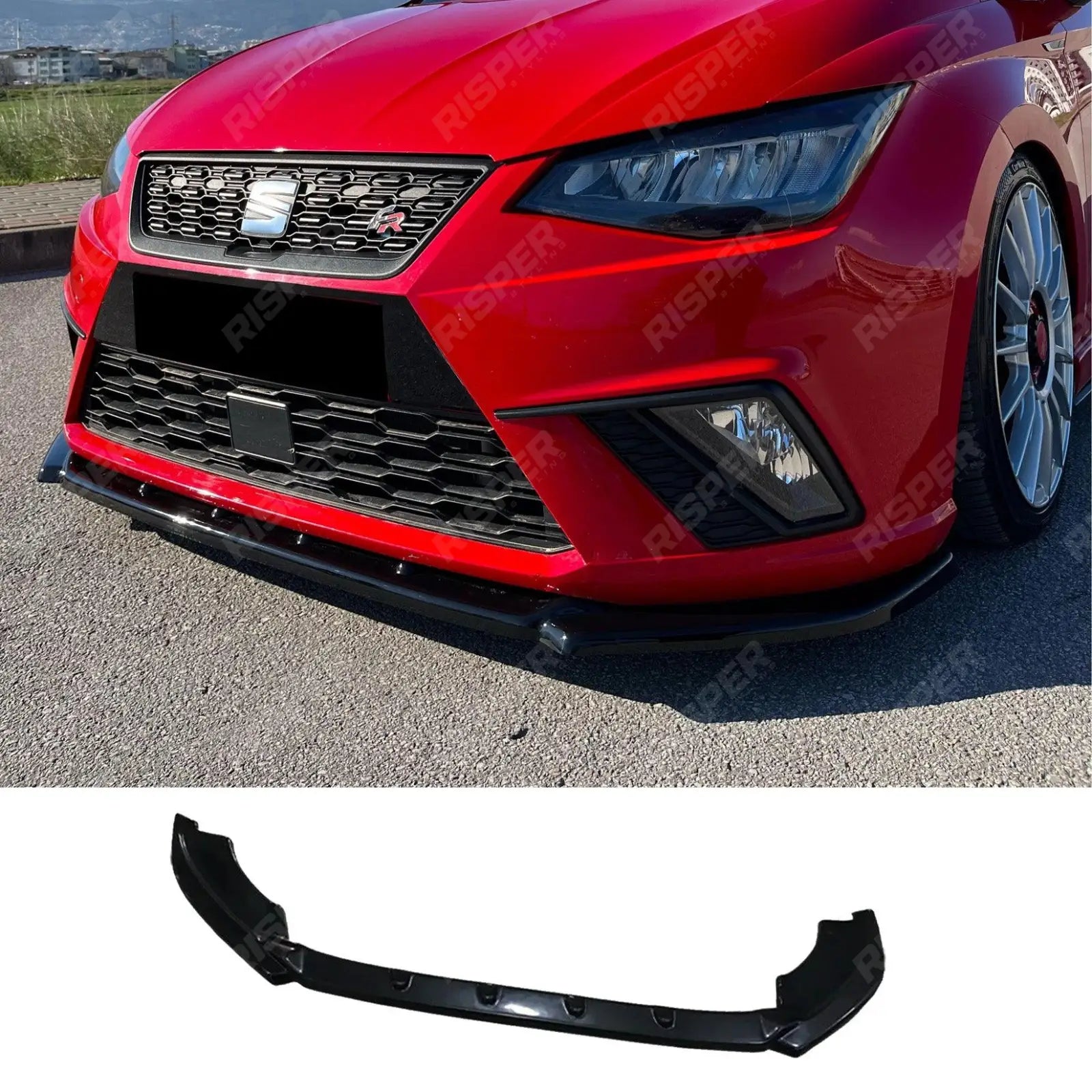 Seat Ibiza MK5 2017 - 2021 Risper Front Splitter In Gloss Black Main image
