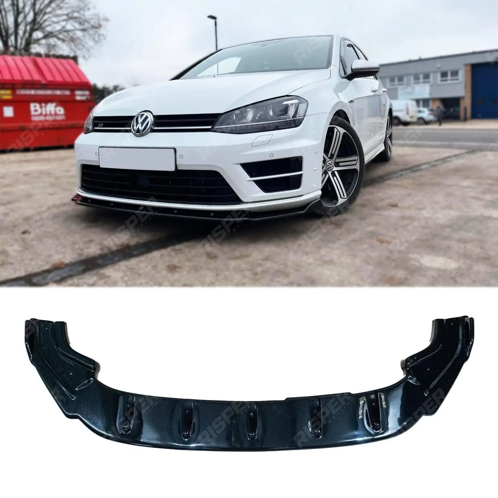VW Golf MK7/MK7.5 R 2017 - 2020 - Risper Front Splitter In Gloss Black Main image