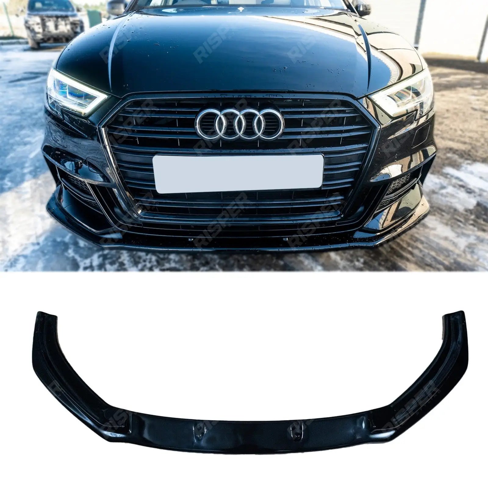 Audi A3 S - Line/S3 8V Facelift 2016 - 2020 Risper Gloss Black Front Splitter Lip Main image