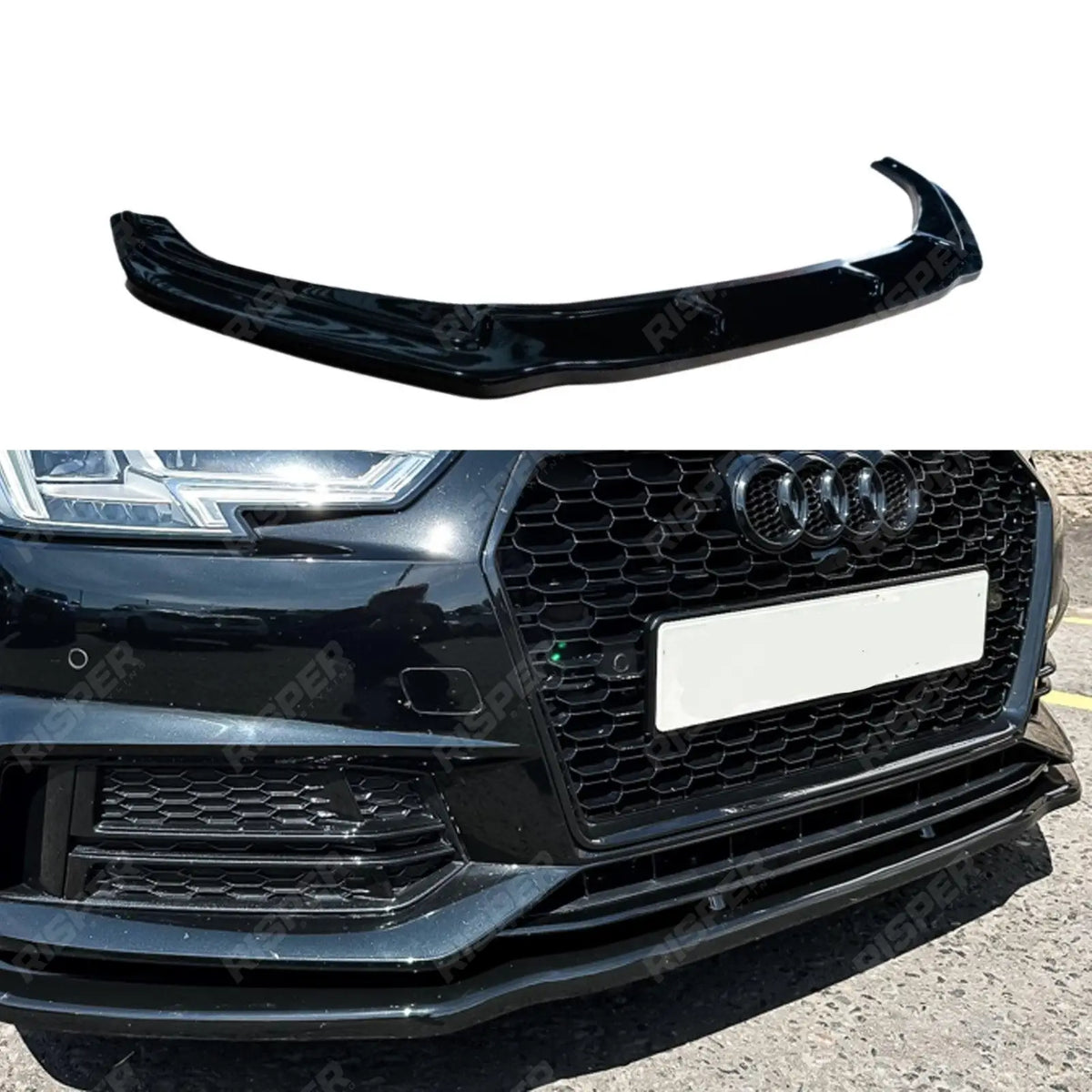 Audi A4 B9 S - Line/S4 2015 - 2019 Gloss Black Risper Front Splitter Lip Main image