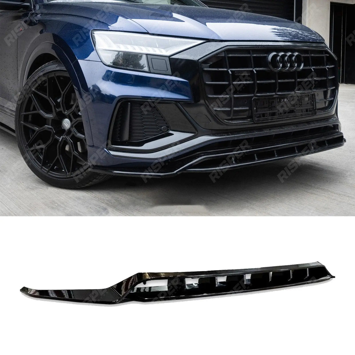 Audi Q8 S Line 2018+ Gloss Black Risper Front Splitter Lip Main image