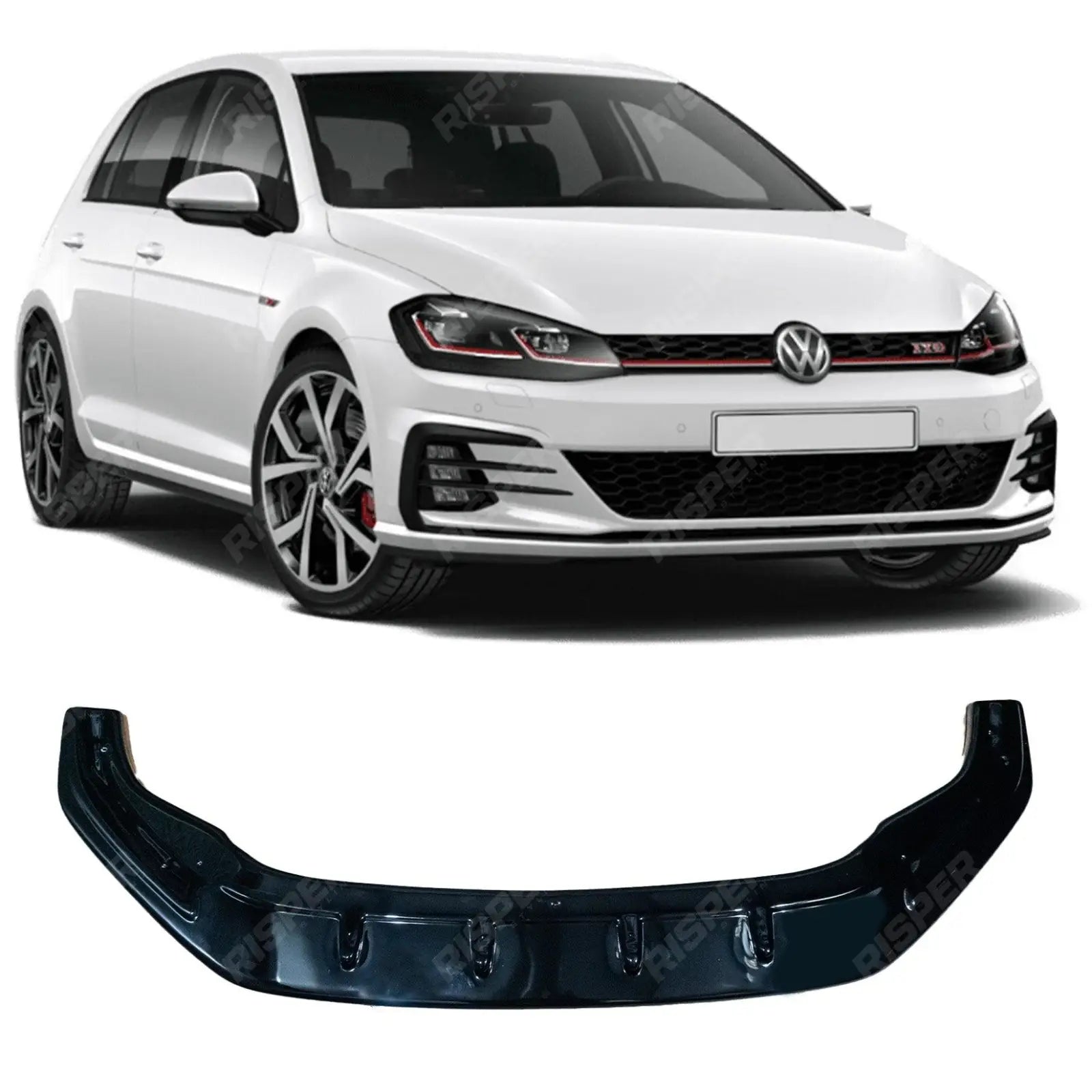 VW Golf MK7/MK7.5 GTI 2017 - 2020 - Risper Front Splitter Lip In Gloss Black Main image