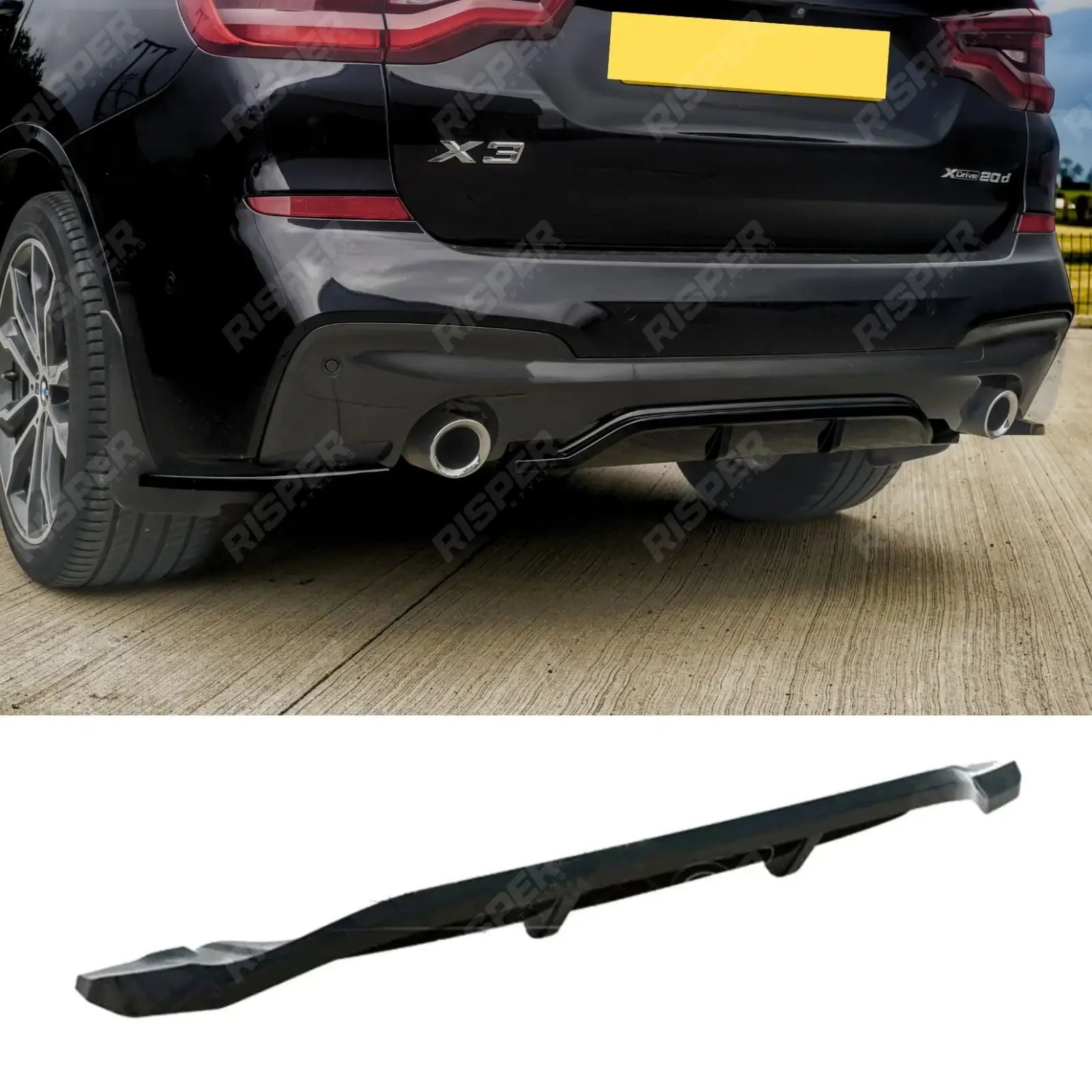 BMW X3 G01 M Sport 2018-2021 - RISPER Rear Diffuser Lip - Gloss Black Diffuser Main image