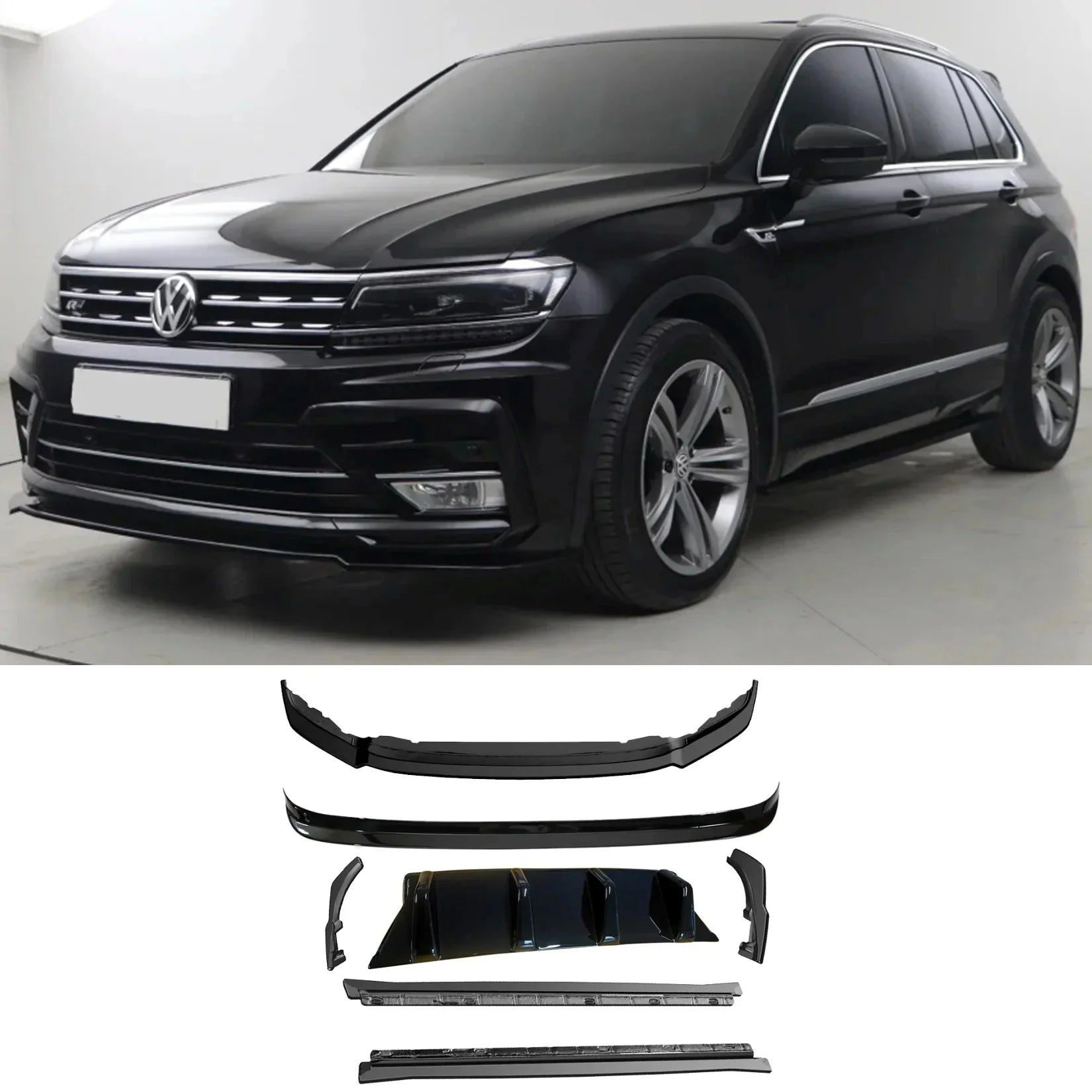 VW Tiguan MK2 R-Line 2015-2020 Aero Body Kit In Gloss Black Main image