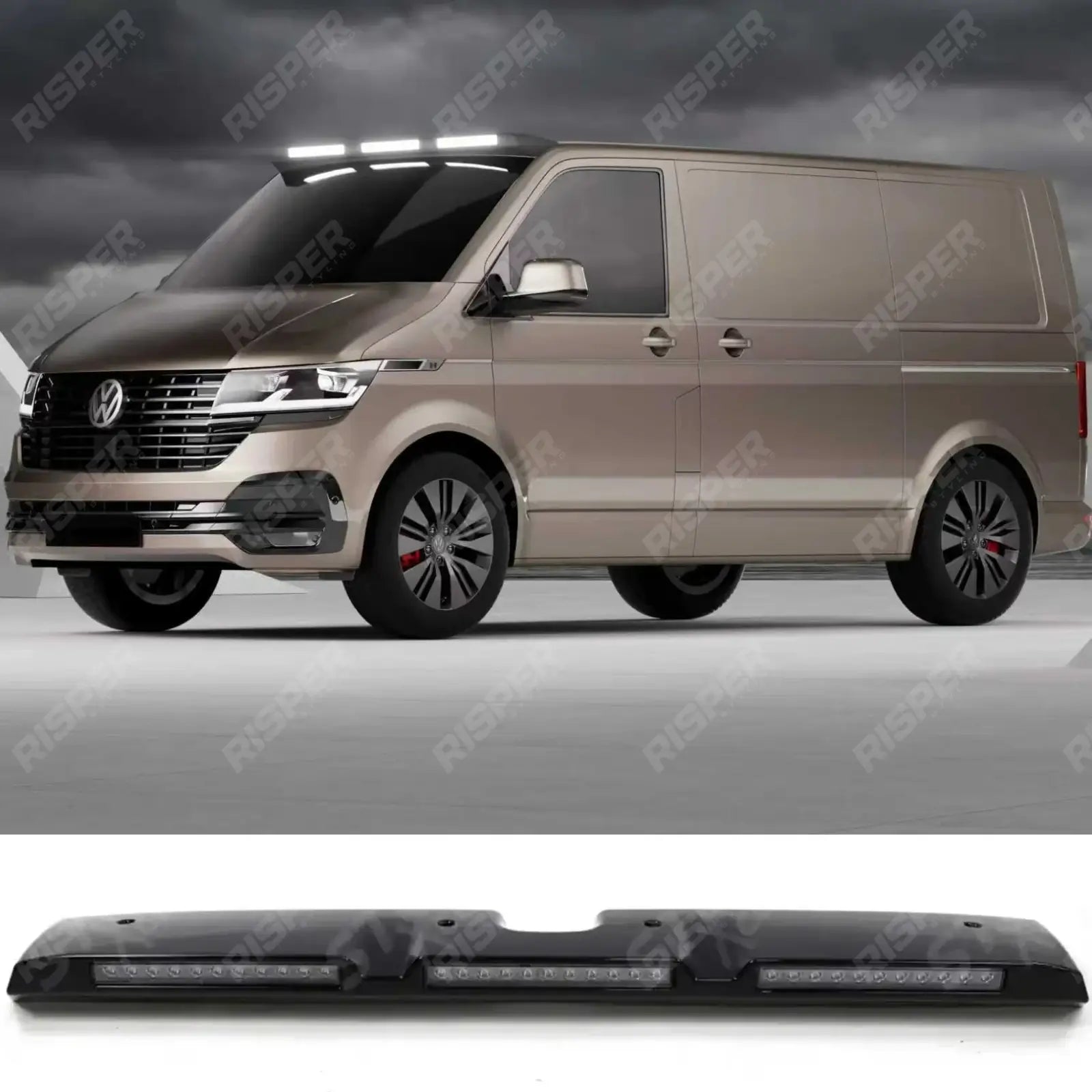 VW Transporter T6.1 Roof Light Pod 3 Light In Gloss Black Lights Main image