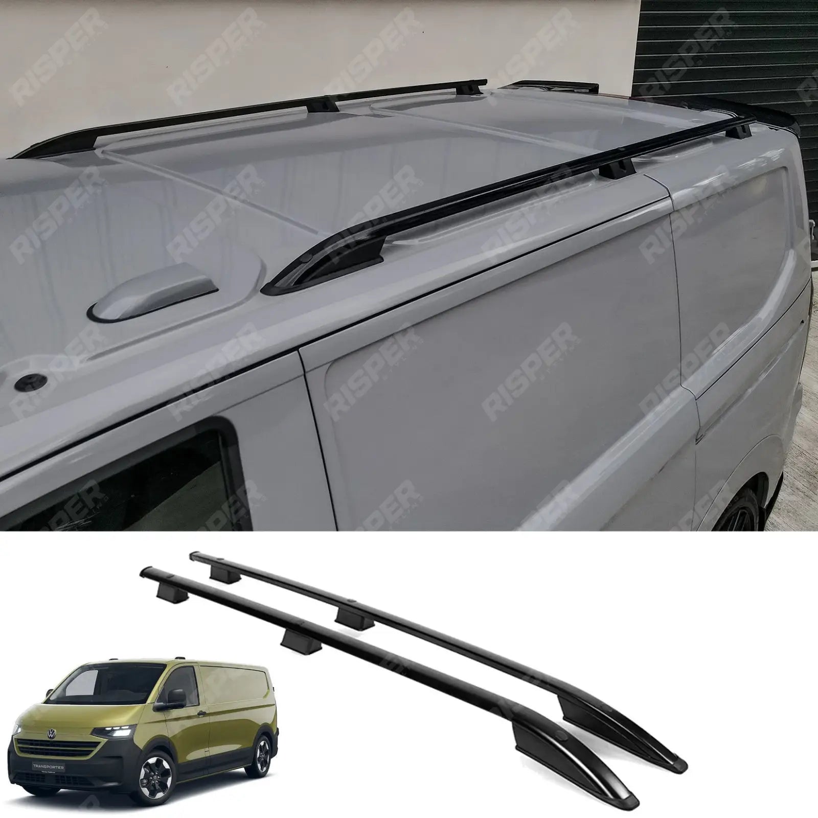 Volkswagen Transporter T7 2024+ LWB Sport Style Roof Rails In Black Roof Rails Main image