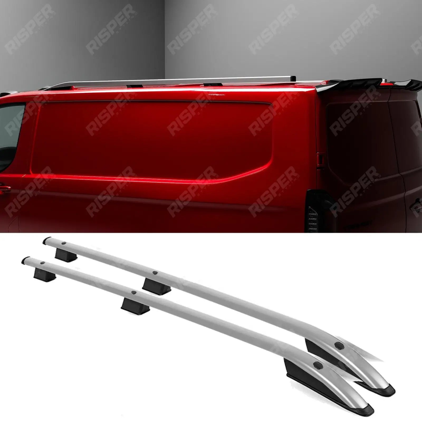 Ford Transit Custom 2024+ LWB Sport Style Roof Rails In Silver Main image