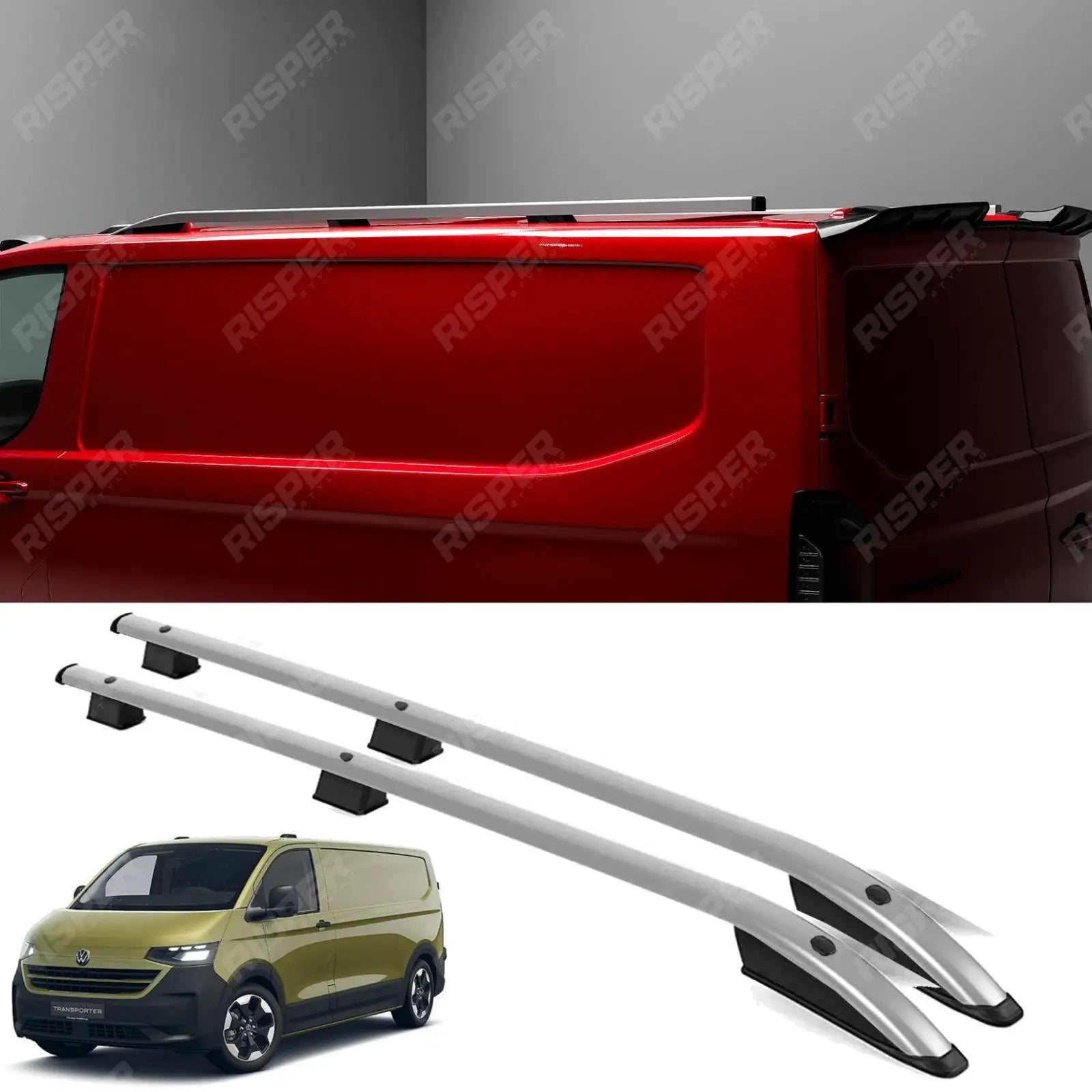 Volkswagen Transporter T7 2024+ LWB Sport Style Roof Rails In Silver Roof Rails Main image