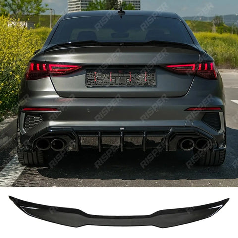 RS3 Style Gloss Black Rear Spoiler V2 For Audi A3 8Y Saloon 2020+ - Rear Spoilers