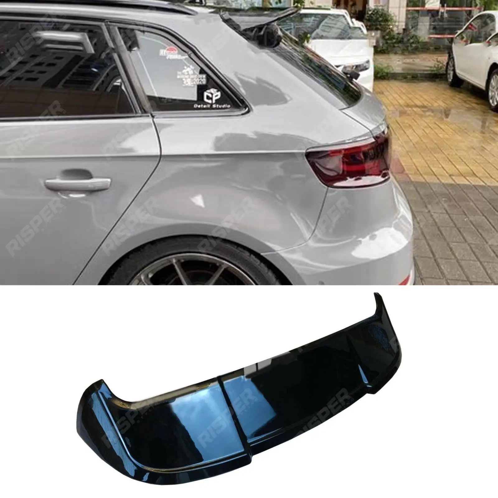 Audi A3 (8V) Hatch 'S3 RS3 Look' Rear Spoiler in Gloss Black Main image