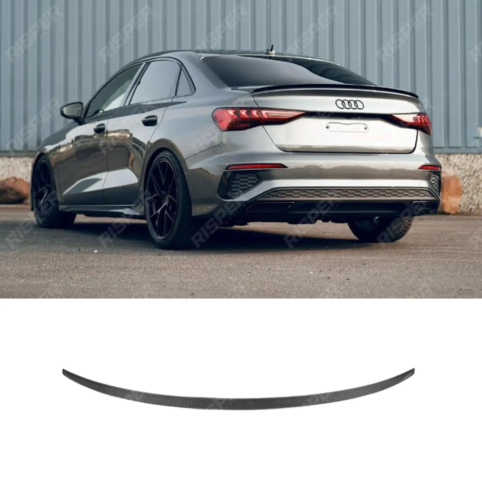 Audi A3 8Y Saloon 2021+ S3 Style Gloss Black Rear Spoiler Lip Main image
