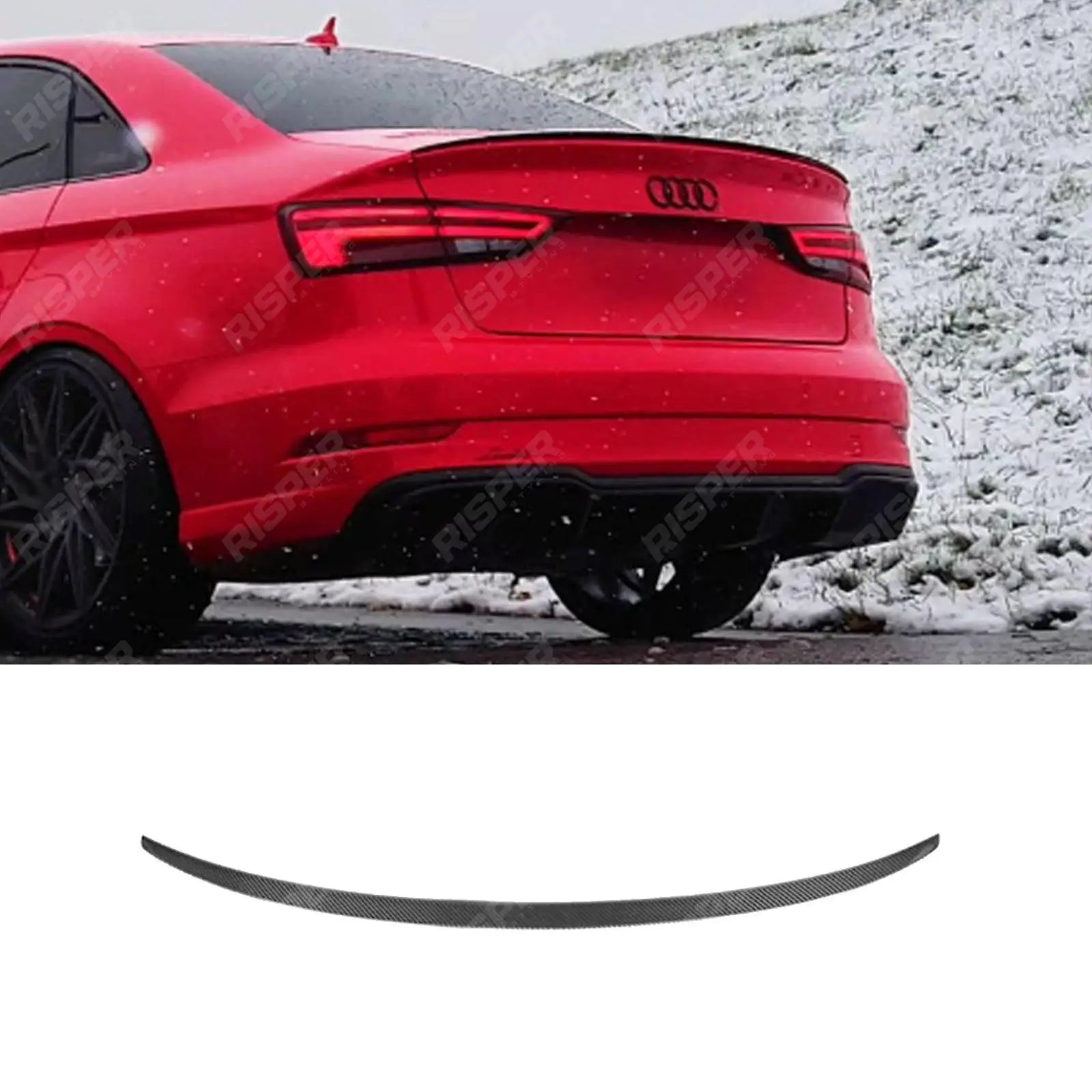 Audi A3 8V Saloon 2014 - 2020 S3 Style Rear Spoiler Lip Gloss Black Main image