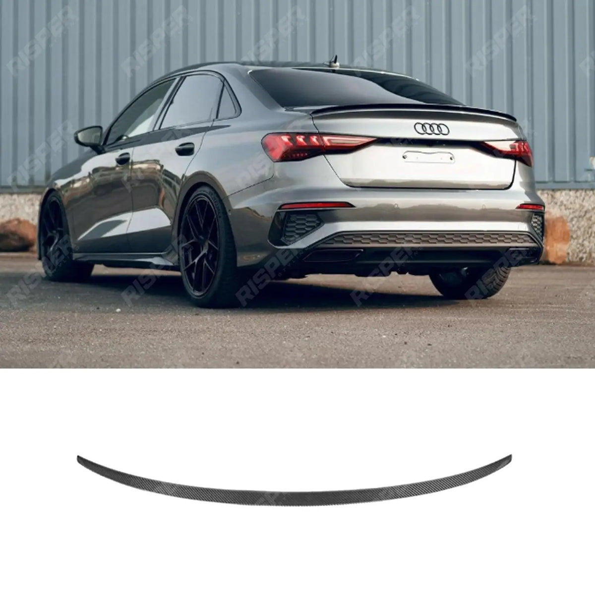 Audi A3 8Y Saloon 2021+ S3 Style Gloss Black Rear Spoiler Lip Main image