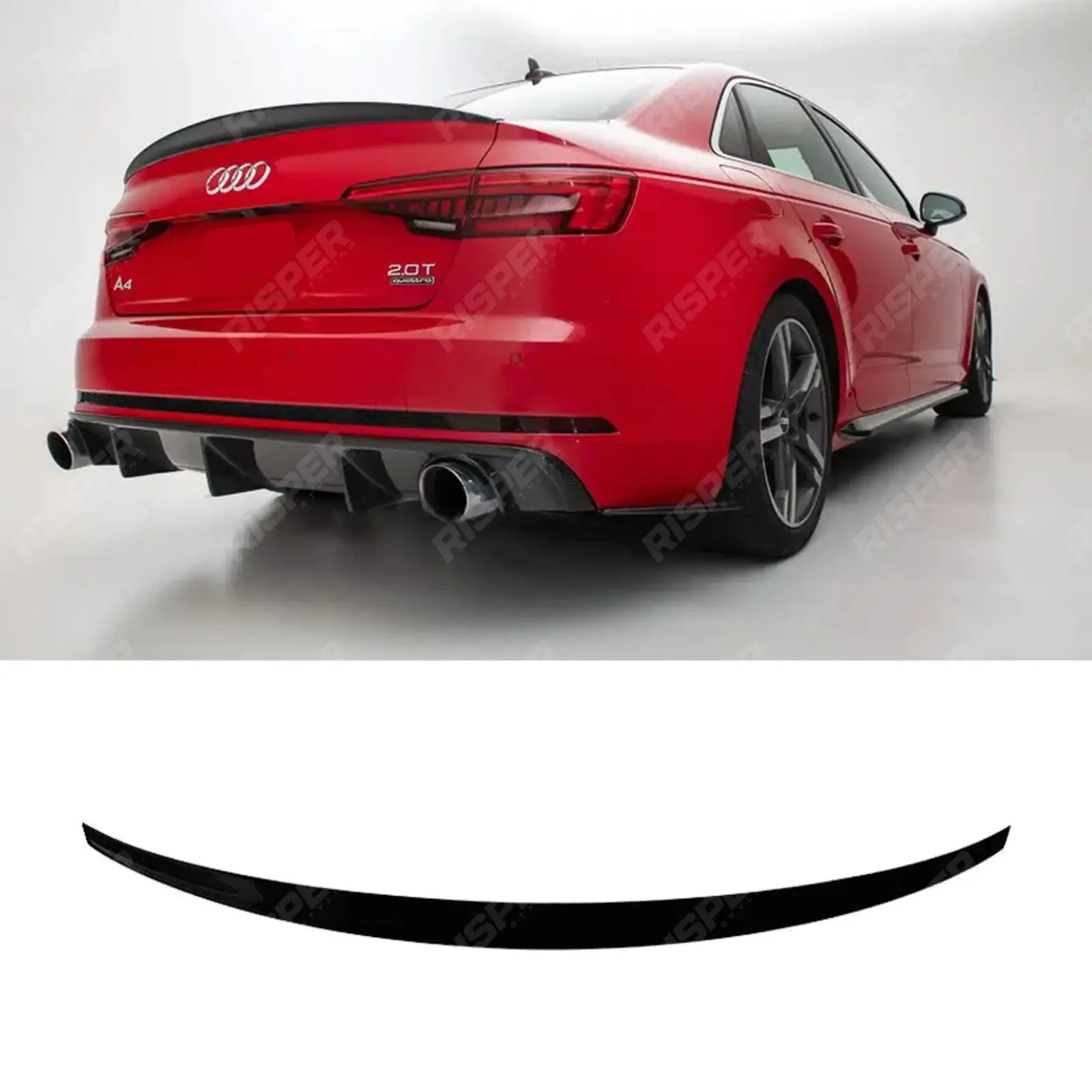 Audi A4 B9 2016-2019 Gloss Black S4 Style Rear Spoiler Spoiler Main image
