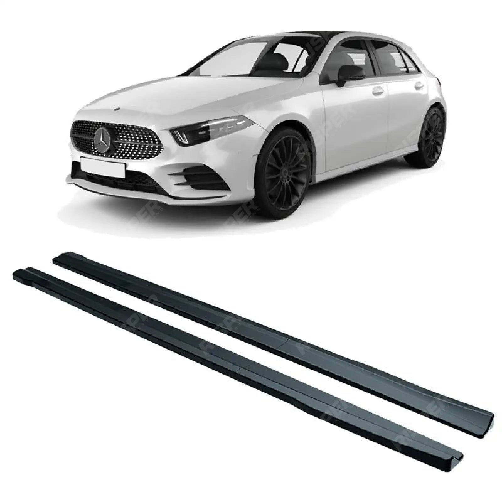 Mercedes A Class W177 2018+ AMG Line Side Skirt Splitter In Gloss Black Side Skirt Splitters